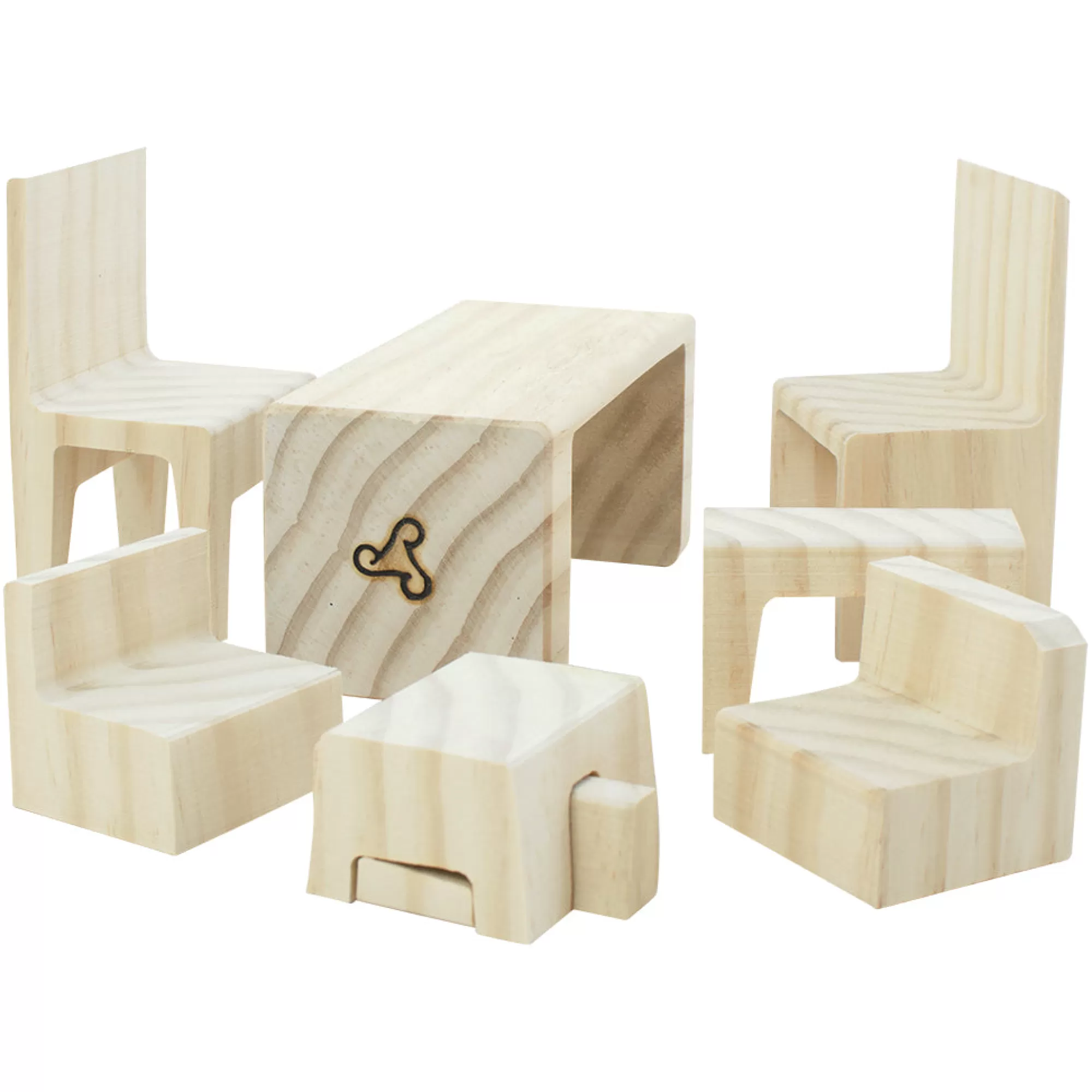 Schloss Doll Accessories-Doll House Furniture Puzzle Set - 9 Pieces (Yellow Pine)