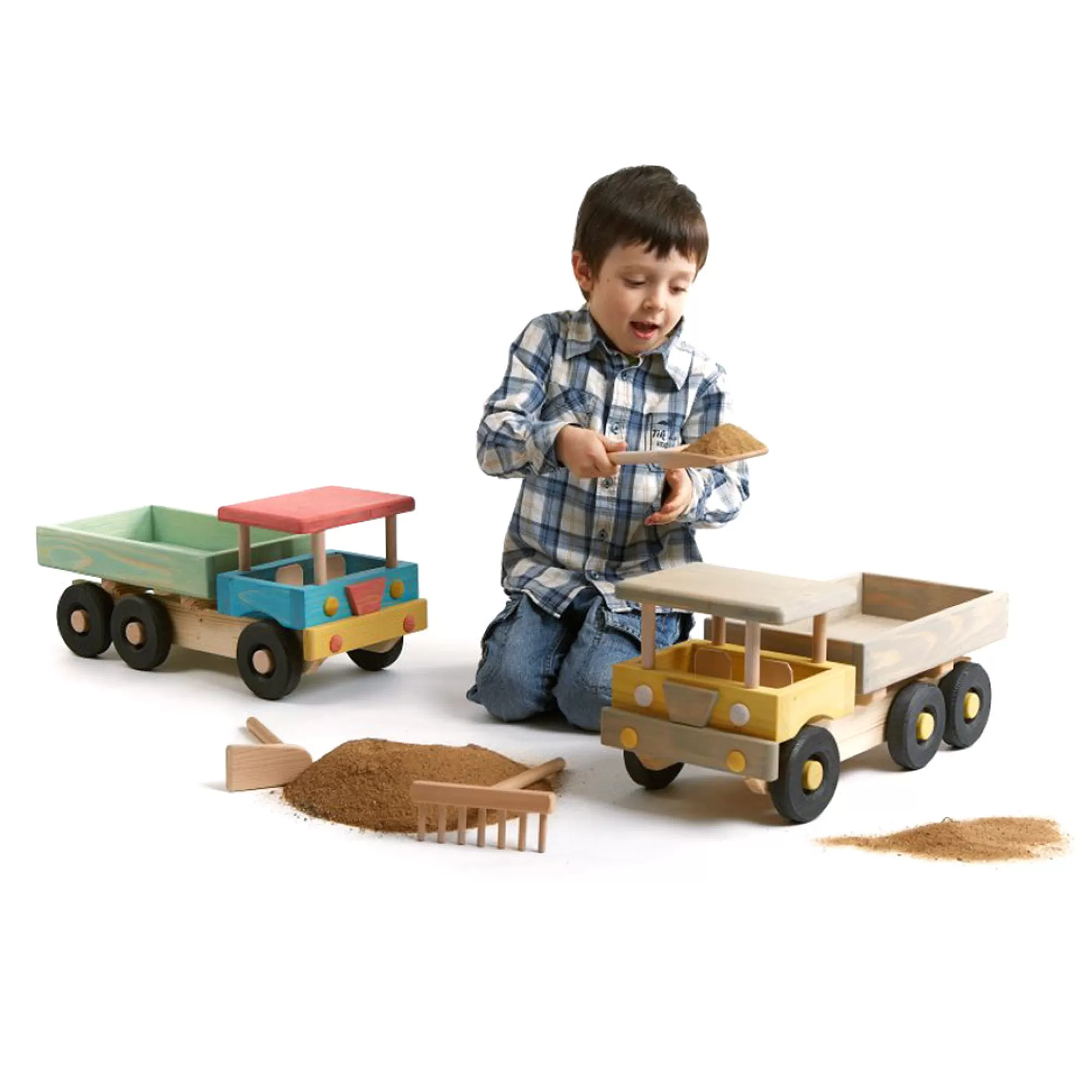 Playful Wood Large Toys-Extra Large Wooden Beach Truck - Yellow & Grey