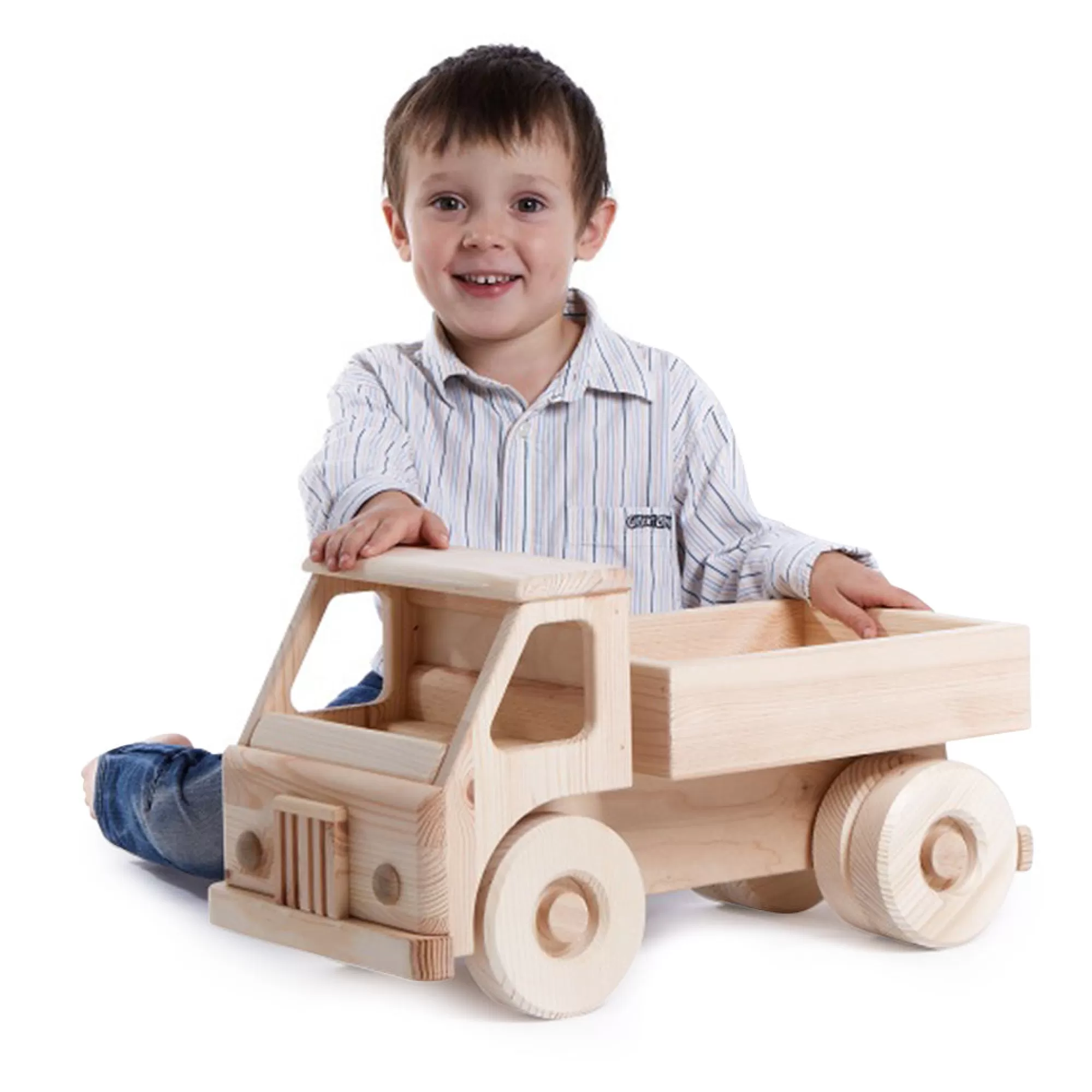 Playful Wood Large Toys-Extra Large Wooden Toy Truck With Blocks - Junior