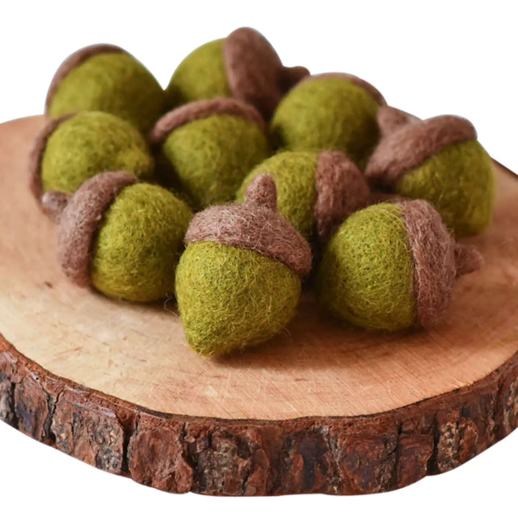 Tara Treasures Sorting Toys-Felt Acorns - Oak Green (10 Acorns)