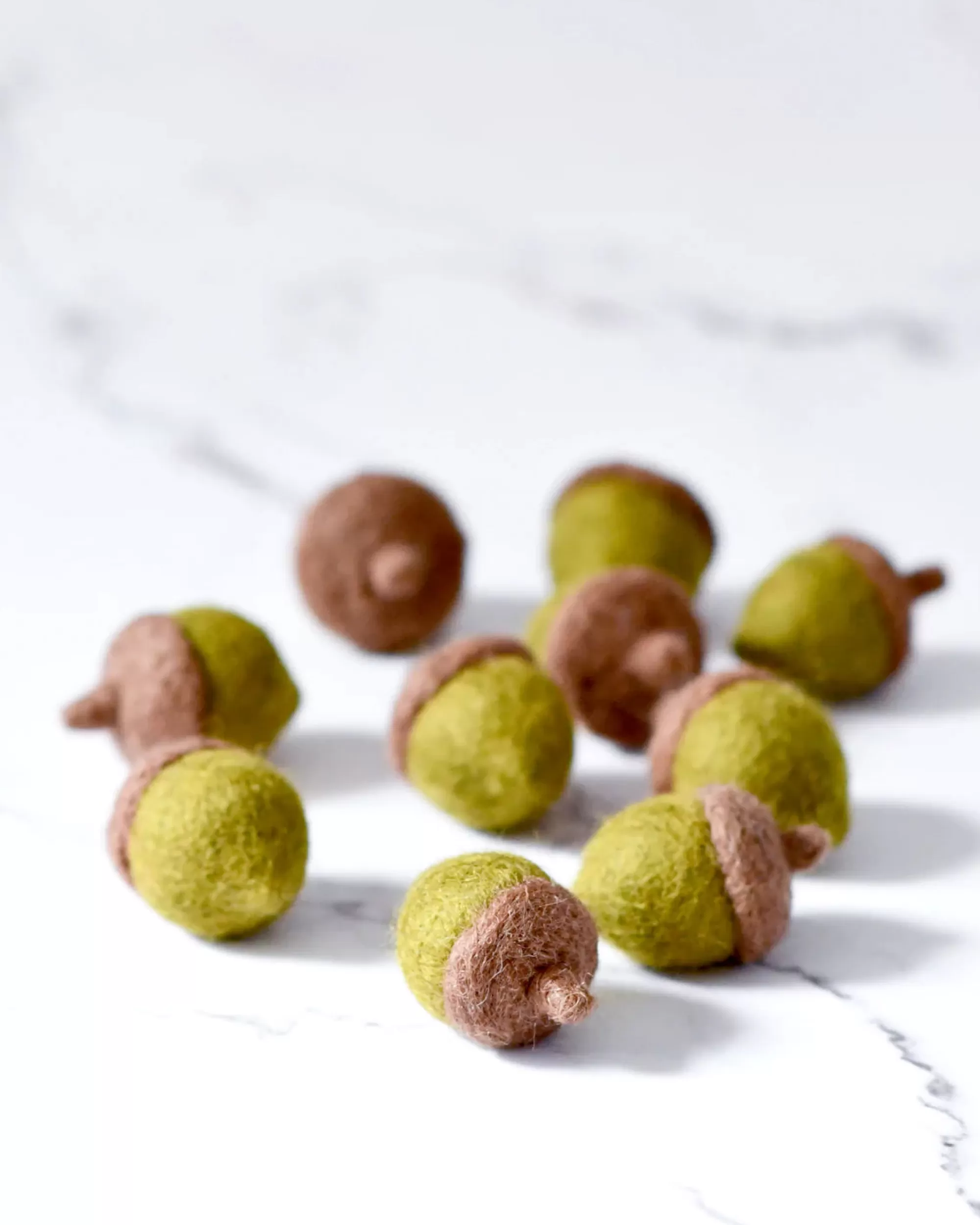 Tara Treasures Sorting Toys-Felt Acorns - Oak Green (10 Acorns)