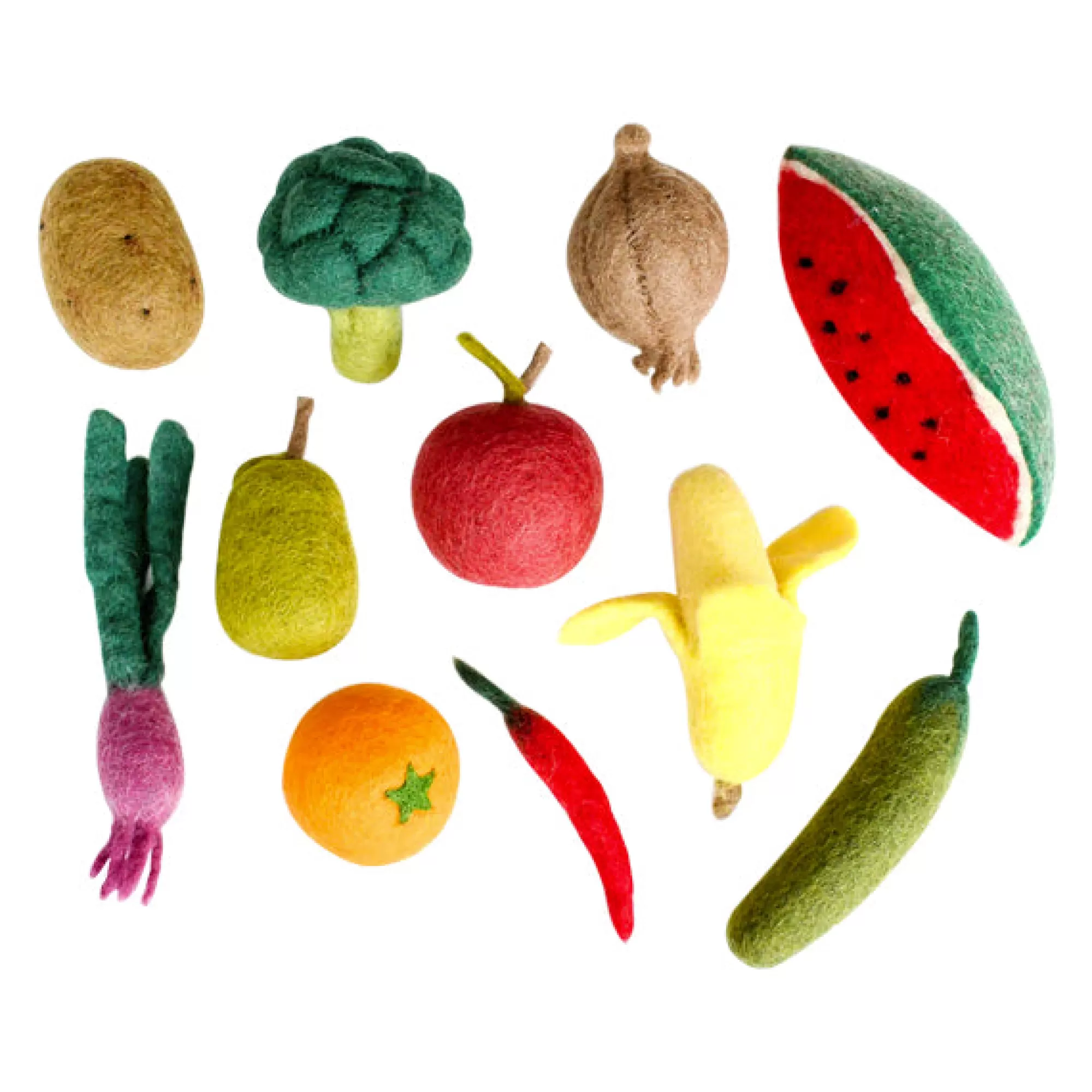 Tara Treasures Pretend Play-Felt Fruit & Vegetable Set - 11 Pieces