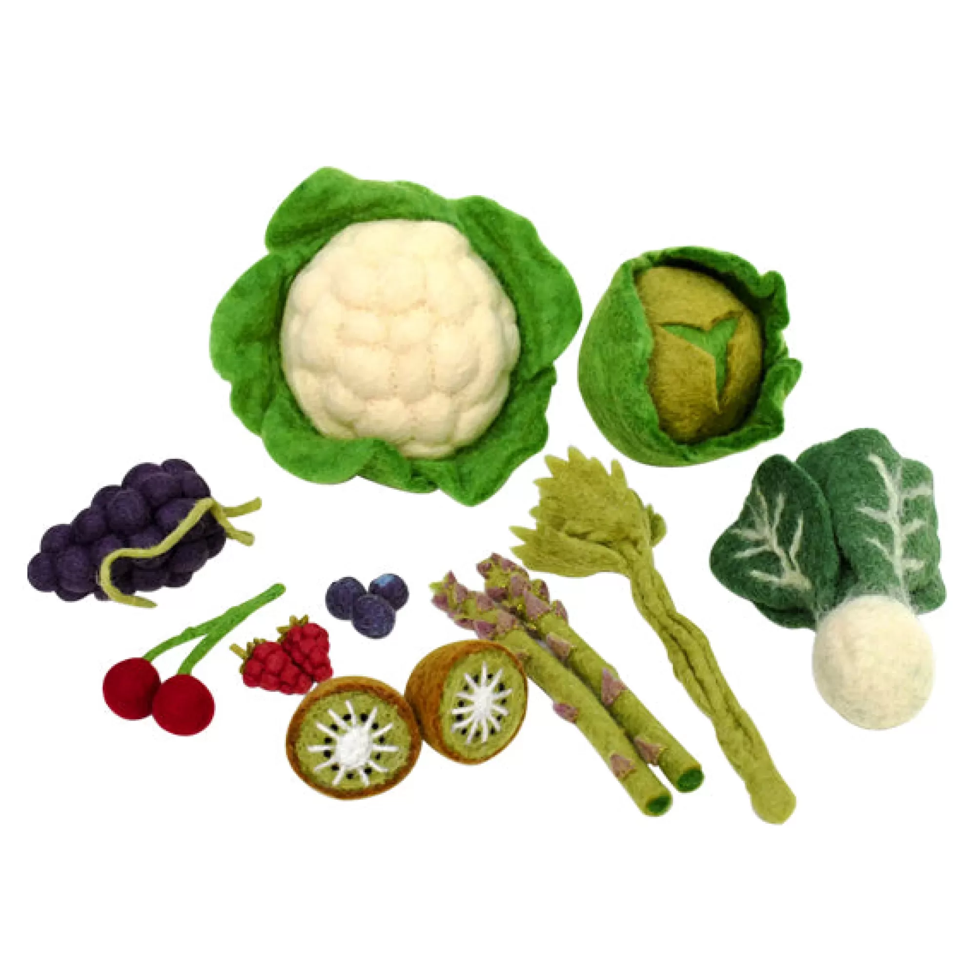 Tara Treasures Pretend Play-Felt Fruit & Vegetable Set - 15 Pieces