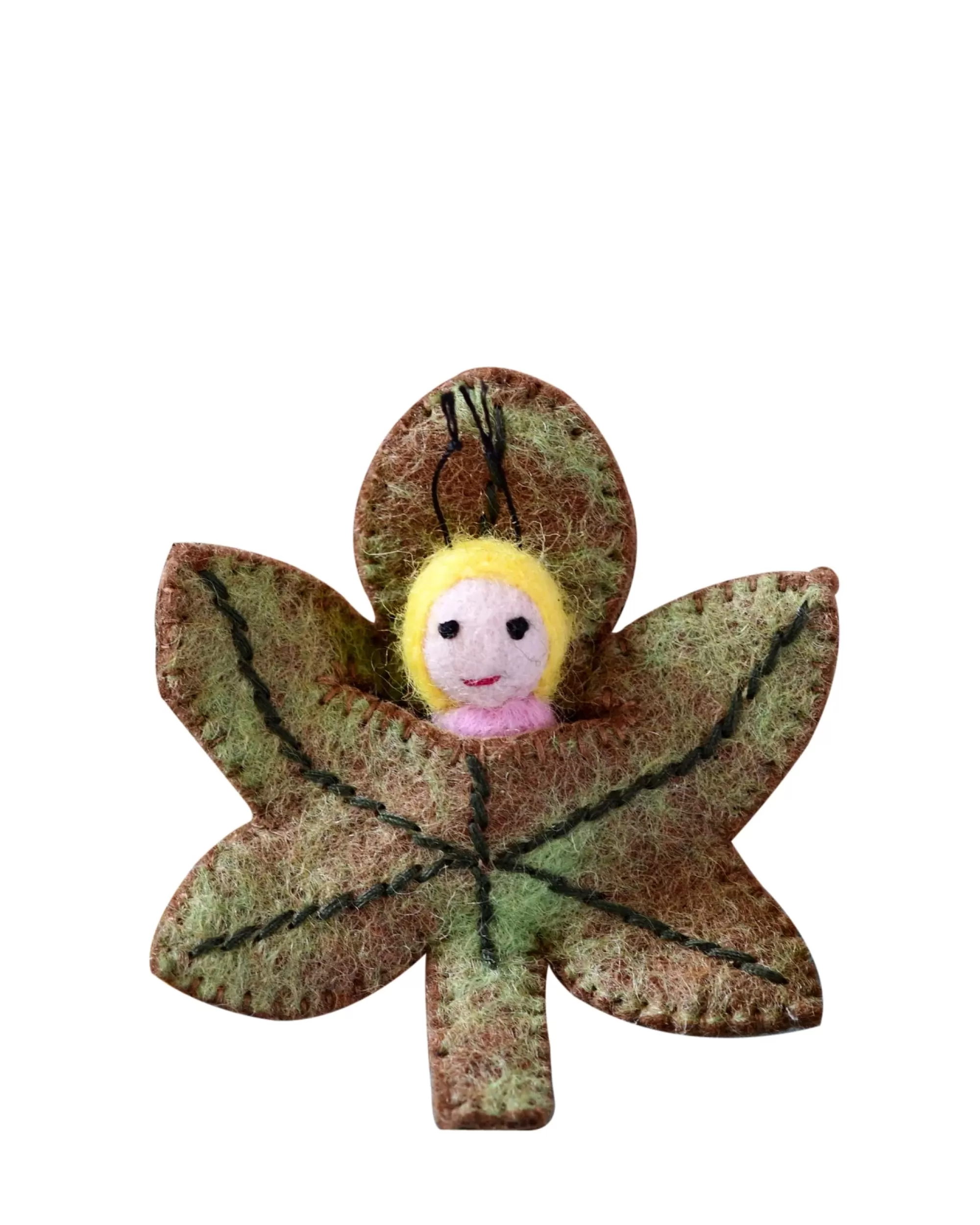 Tara Treasures Pretend Play-Felt Leaf Baby - Chestnut