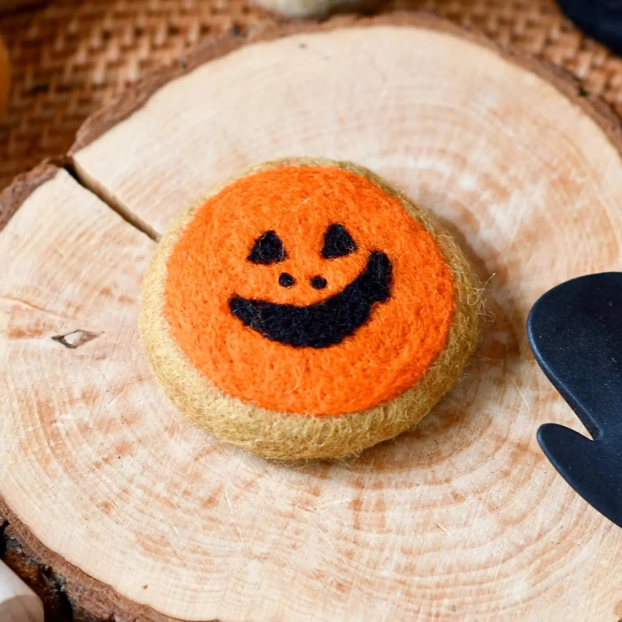 Tara Treasures Pretend Play-Felt Orange Jack O' Lantern Cookie