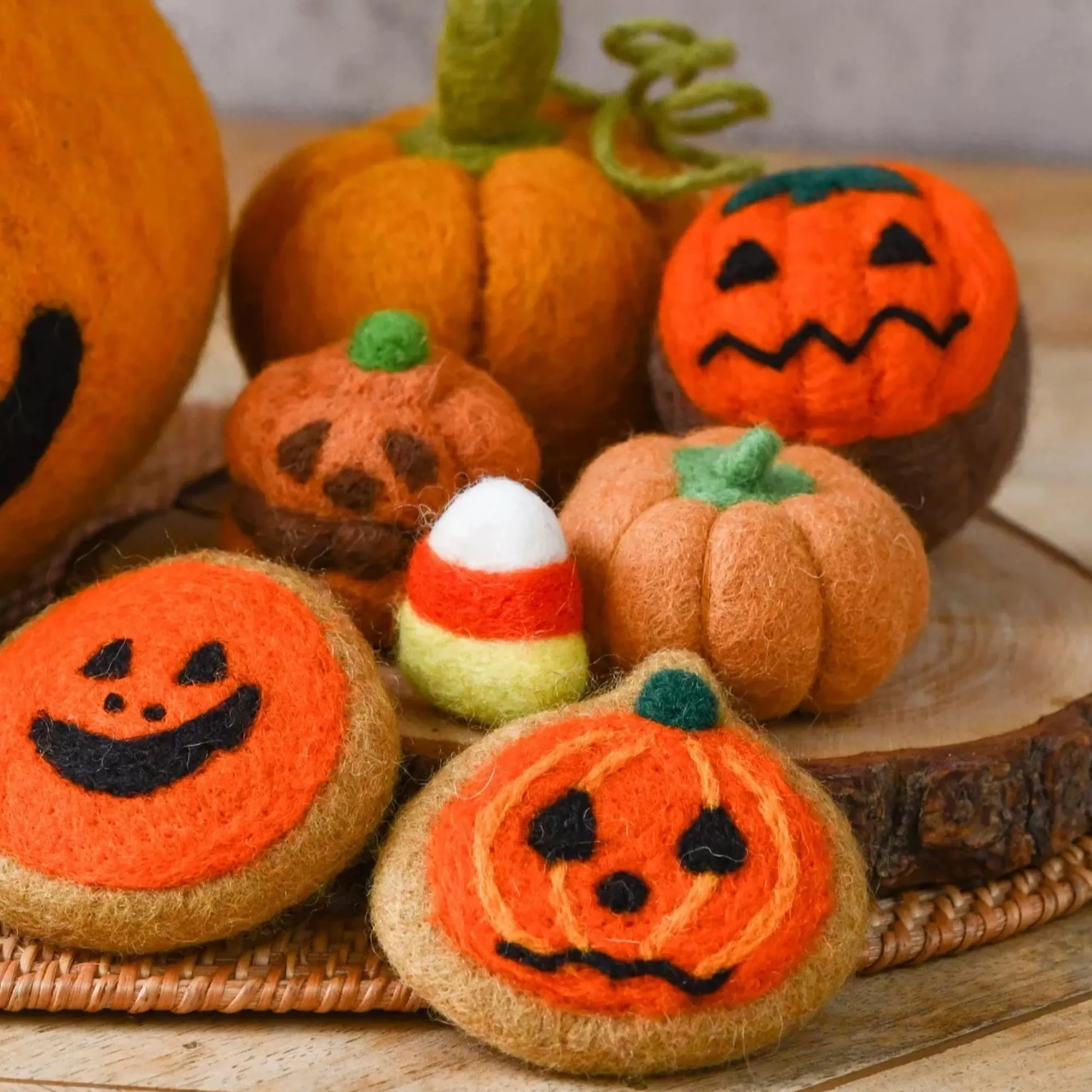 Tara Treasures Pretend Play-Felt Orange Jack O' Lantern Cookie