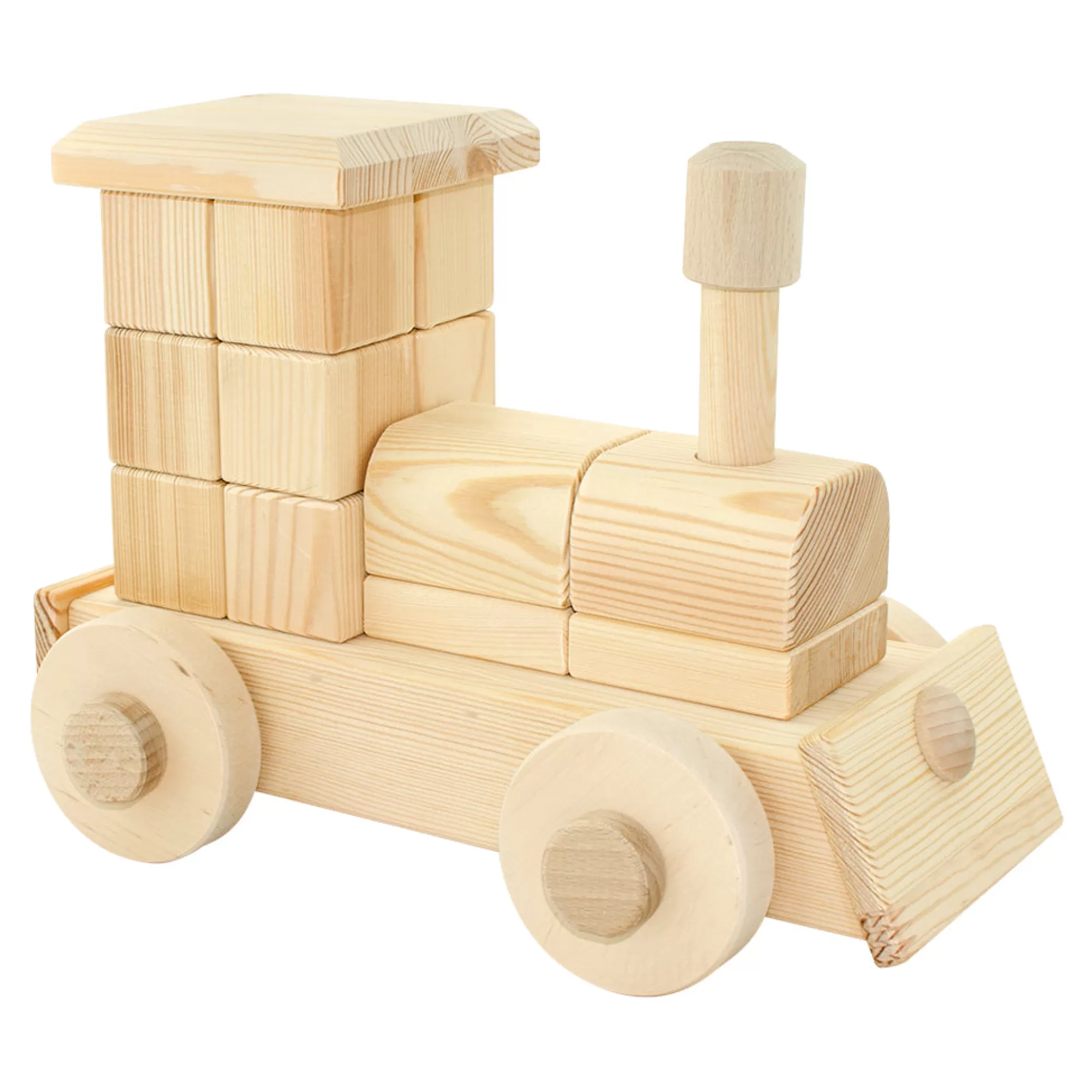 Playful Wood Montessori Toys-Large Natural Wooden Puzzle Train - Annie