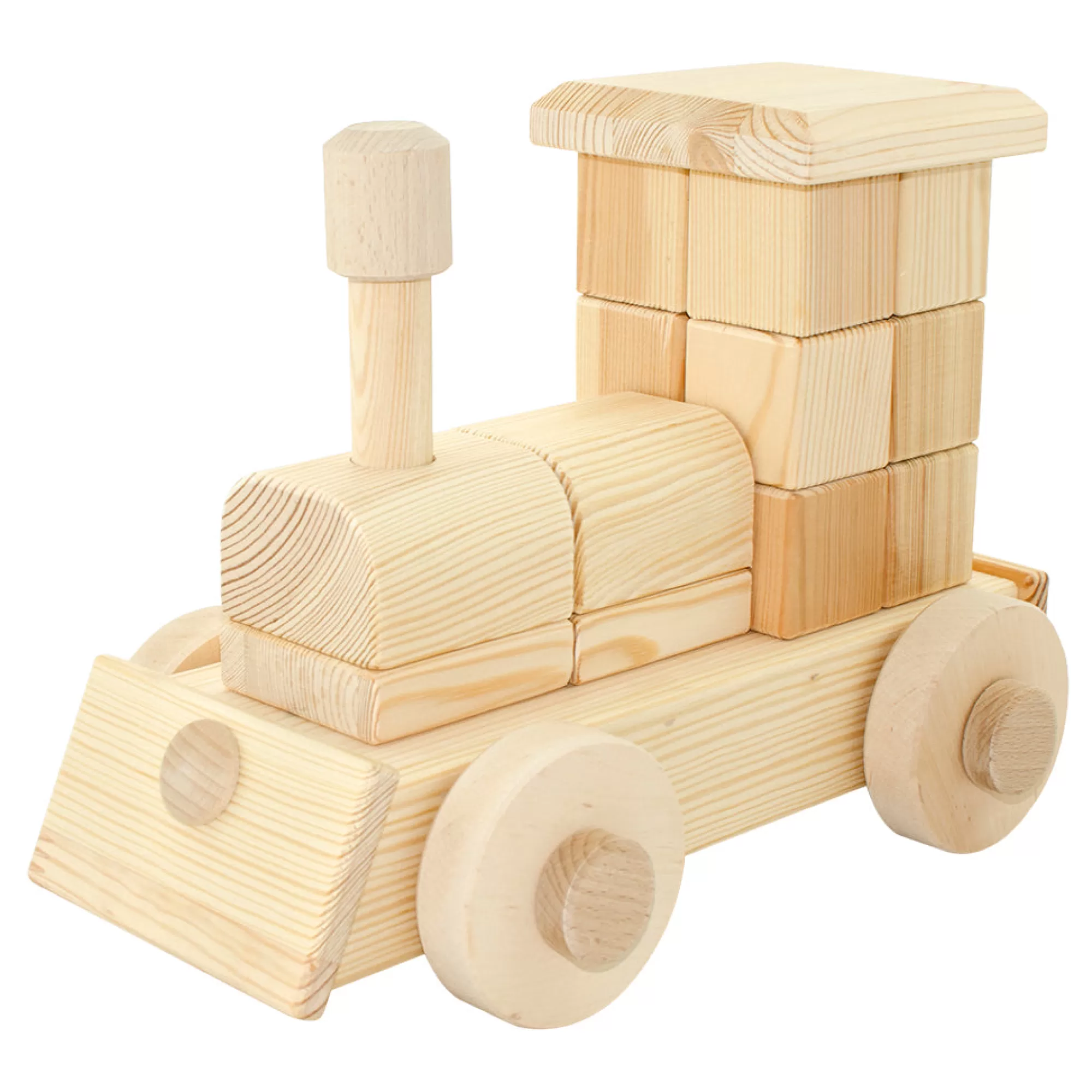 Playful Wood Montessori Toys-Large Natural Wooden Puzzle Train - Annie