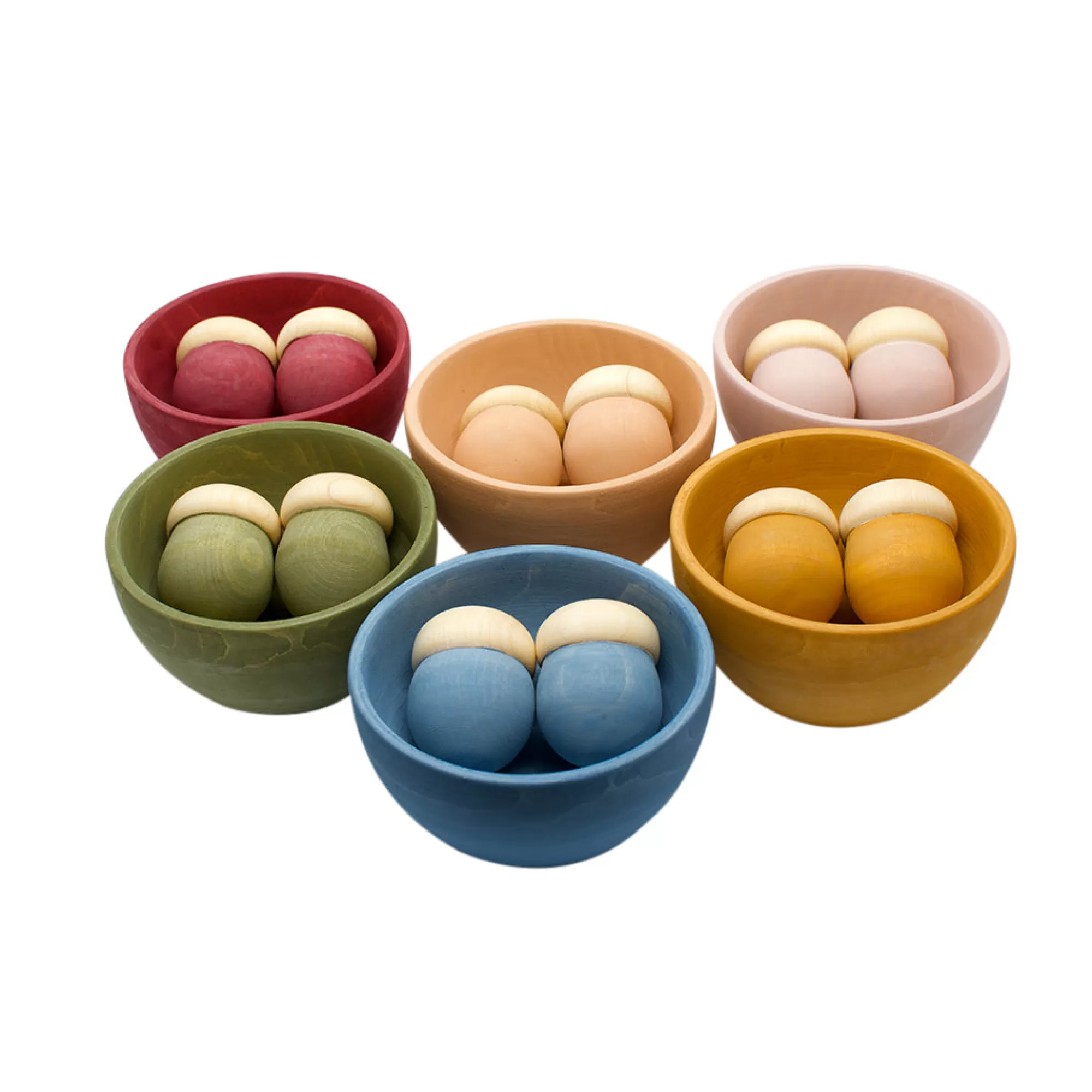 Vera The Neva Montessori Toys-Large Set Of 12 Sorting Acorn'S & 6 Bowls