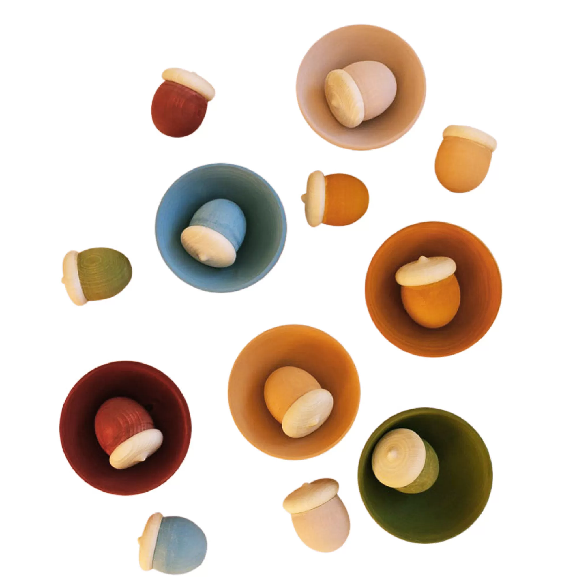 Vera The Neva Montessori Toys-Large Set Of 12 Sorting Acorn'S & 6 Bowls