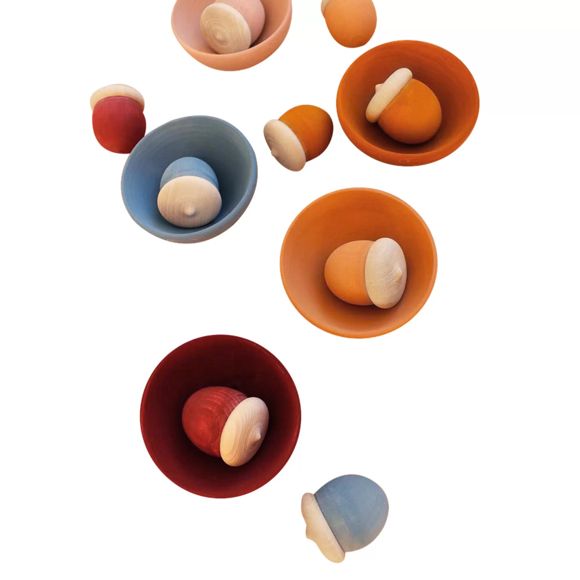 Vera The Neva Montessori Toys-Large Set Of 12 Sorting Acorn'S & 6 Bowls