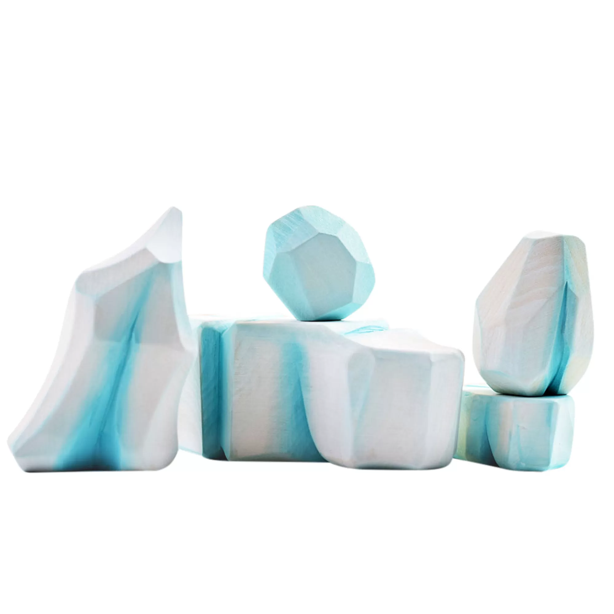 Bumbu Toys Waldorf Inspired-Large Set Of Wooden Ice Rocks