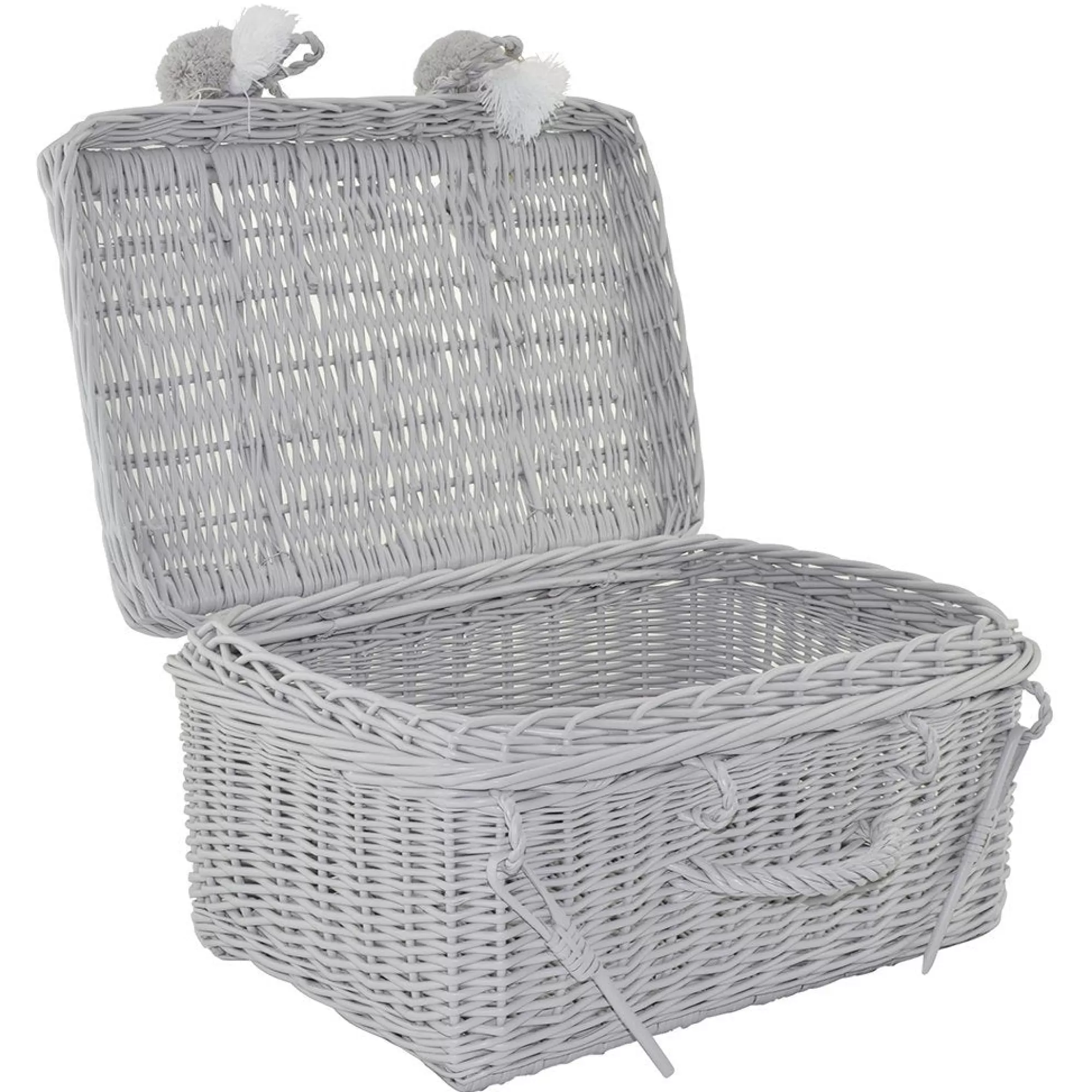 Lilu Doll Accessories-Large Wicker Suitcase - Grey