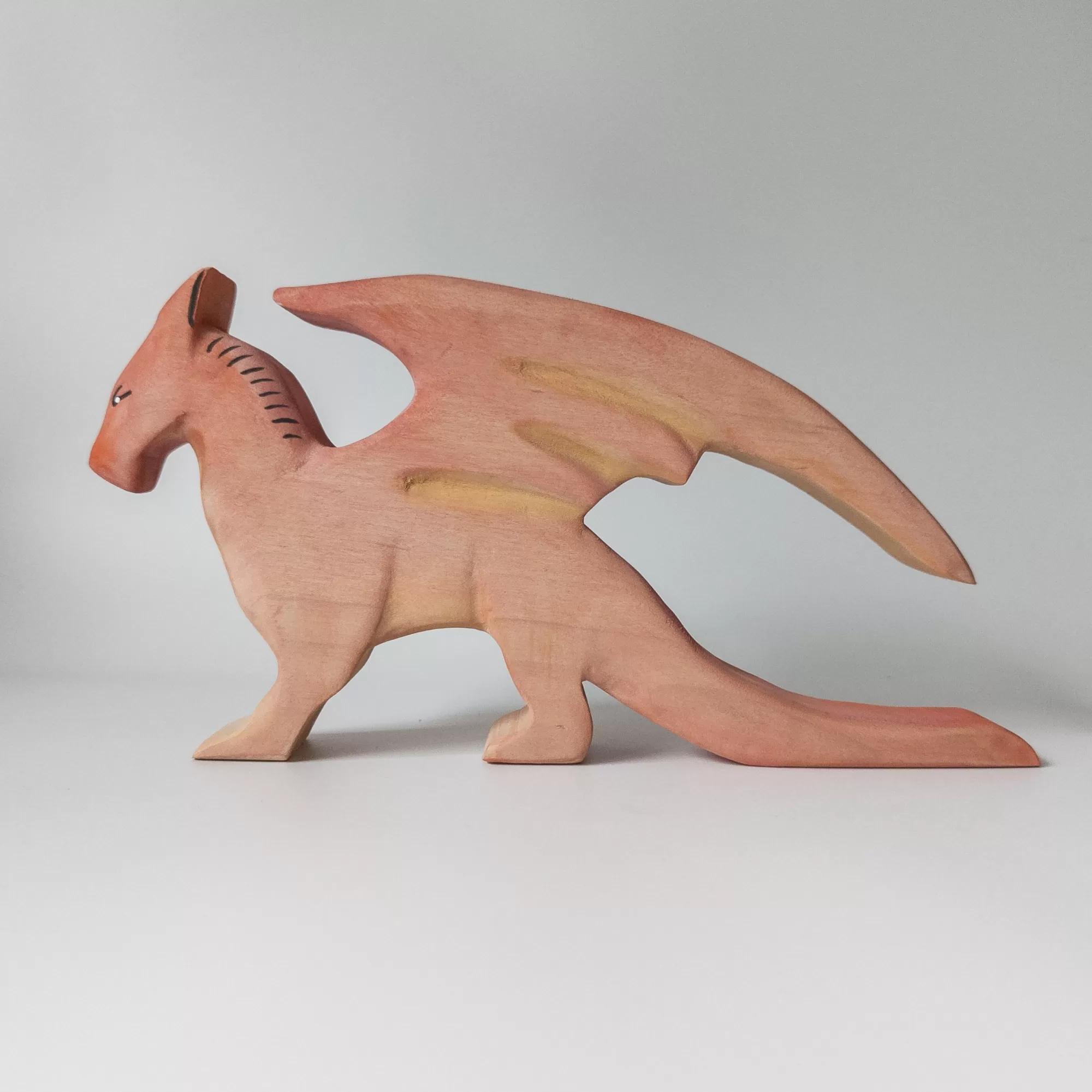 NOM Handcrafted Waldorf Inspired-Large Wooden Dragon - Red