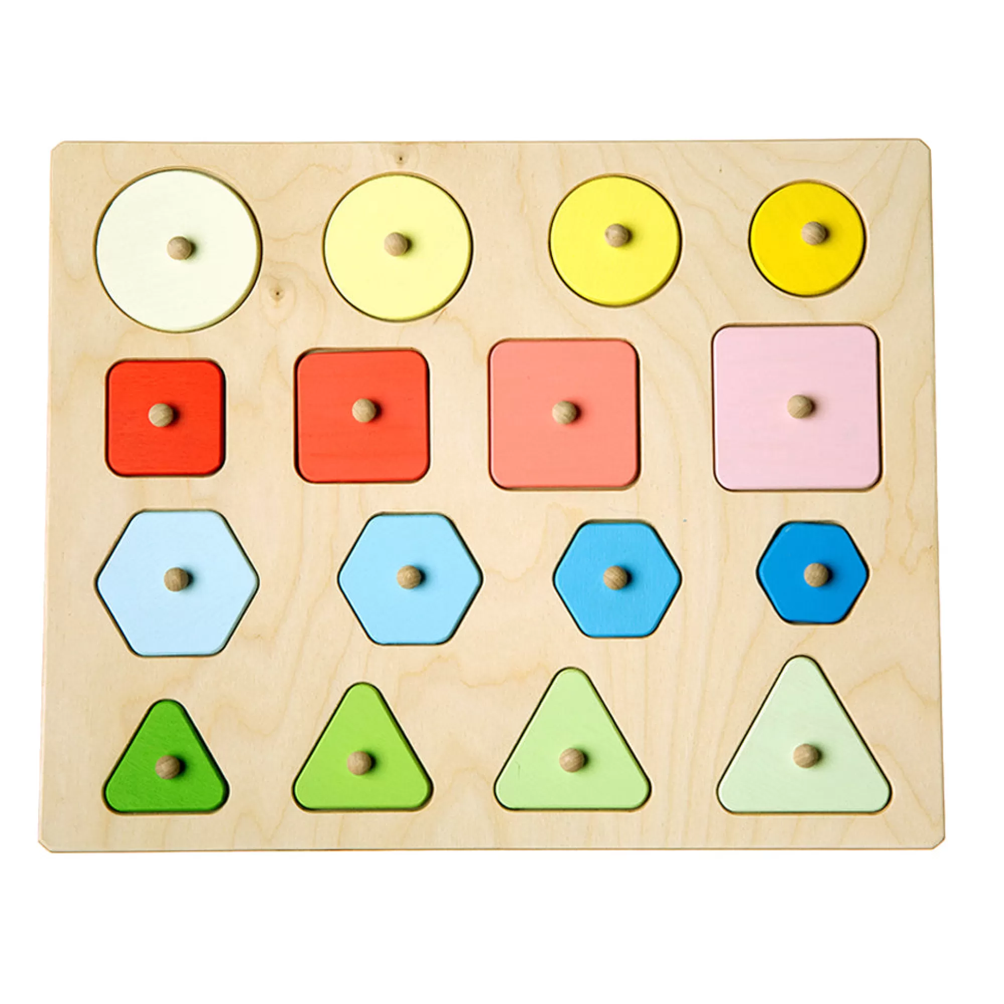 Playful Wood Montessori Toys-Large Wooden Geometric Shapes Puzzle