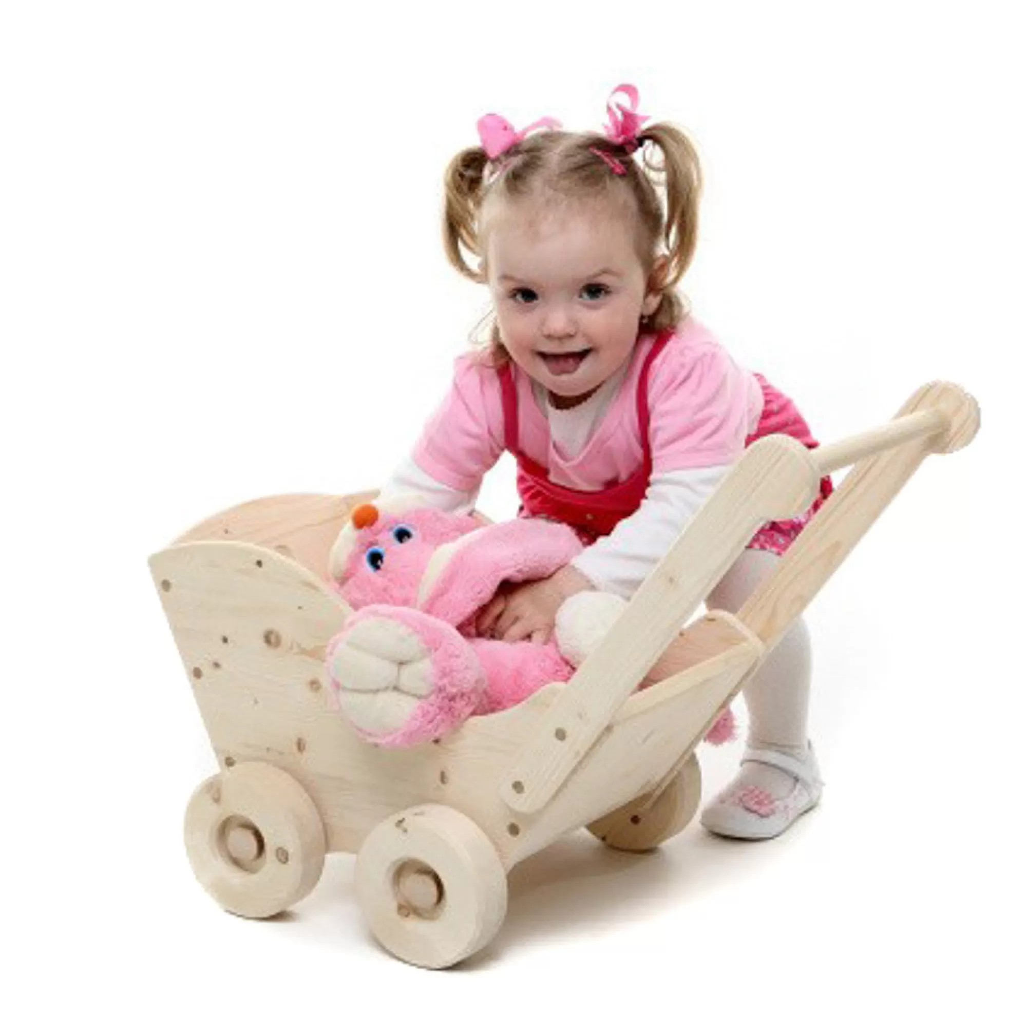 Playful Wood Doll Accessories-Large Wooden Push Cart - Trudy