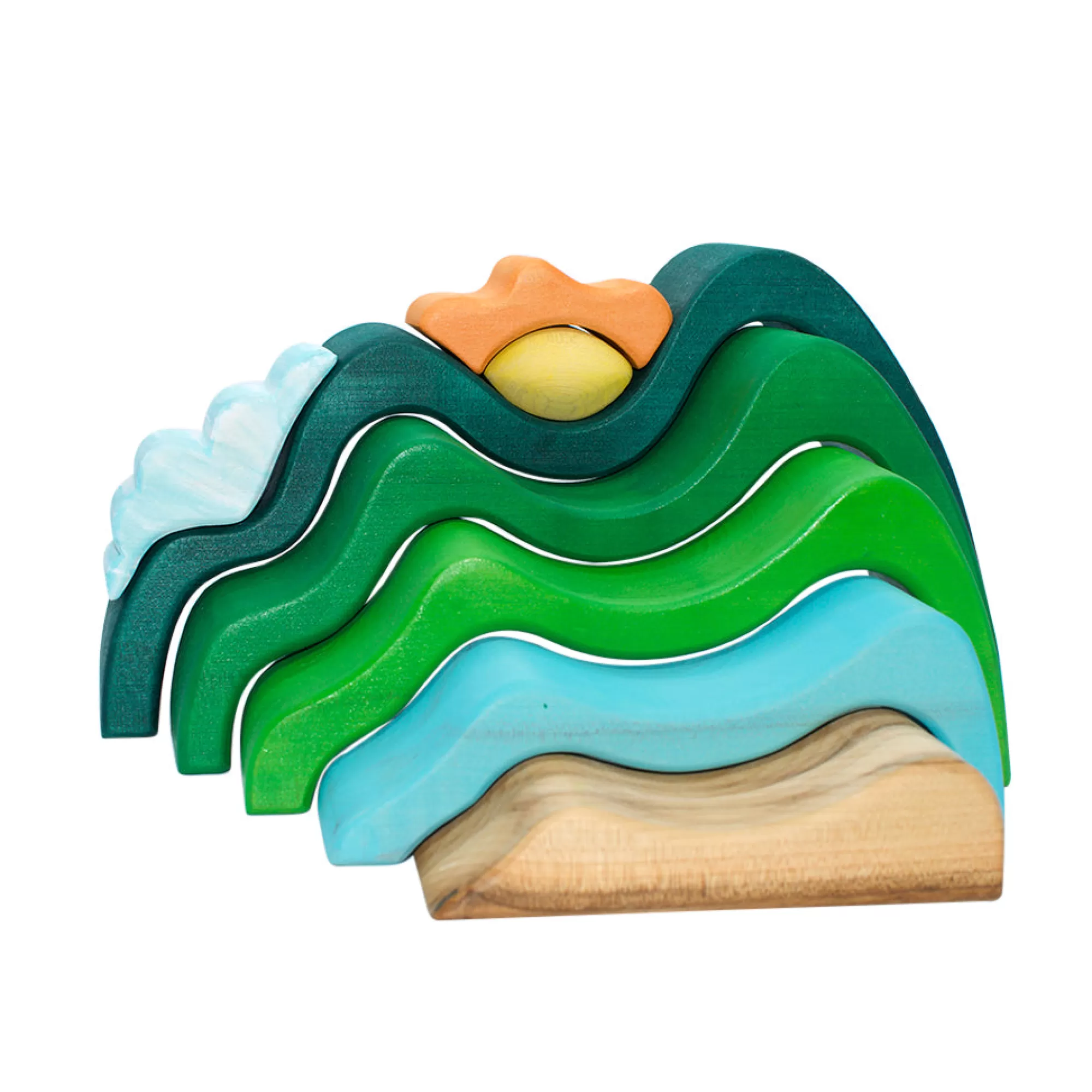 Bumbu Toys Arches & Rainbows-Mountains, Cloud & Sun Stacker