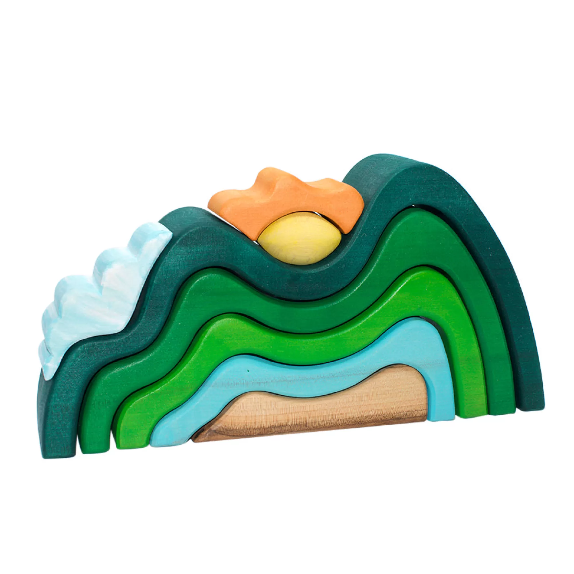 Bumbu Toys Arches & Rainbows-Mountains, Cloud & Sun Stacker