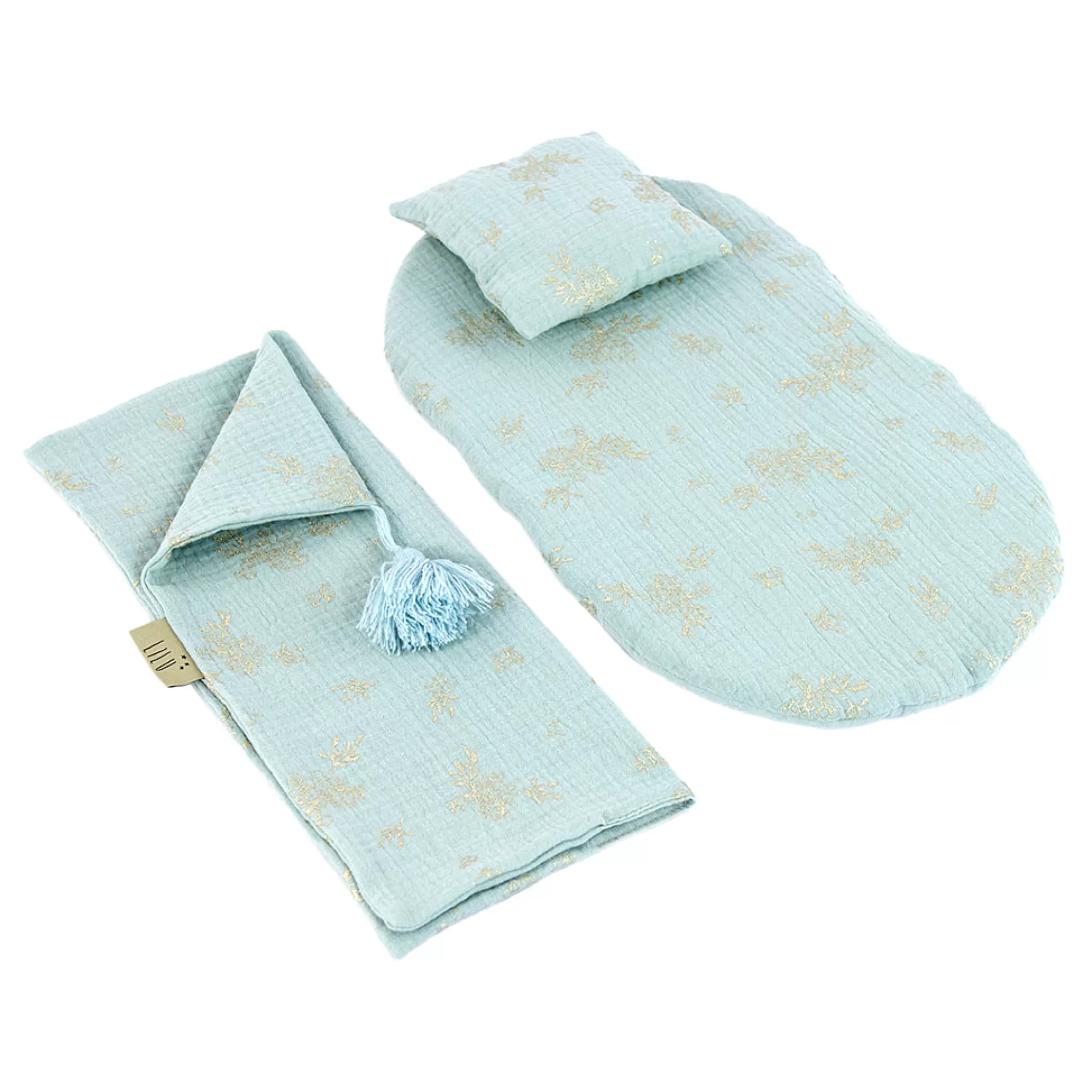 Lilu Bedding & Decor-Muslin Doll Pram Bedding - Mint