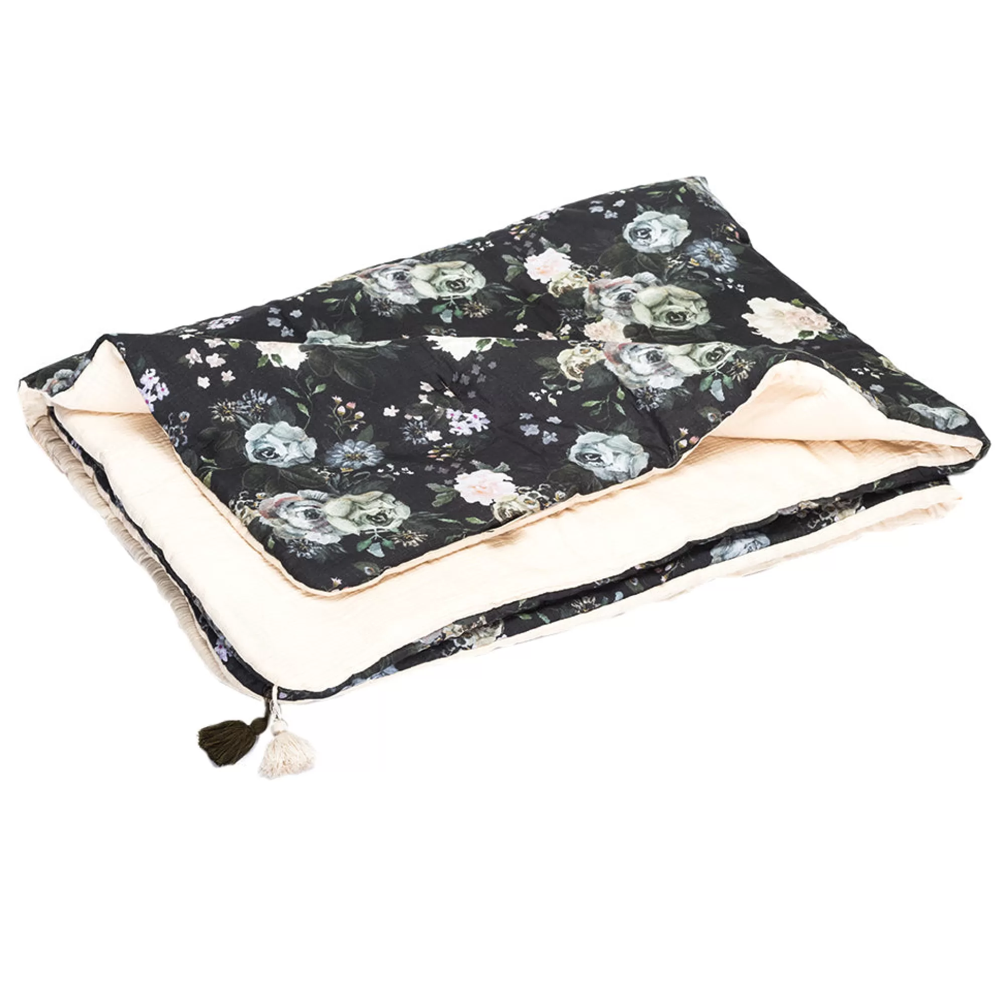 Lilu Bedding & Decor-Muslin Quilt - Dark Peonies