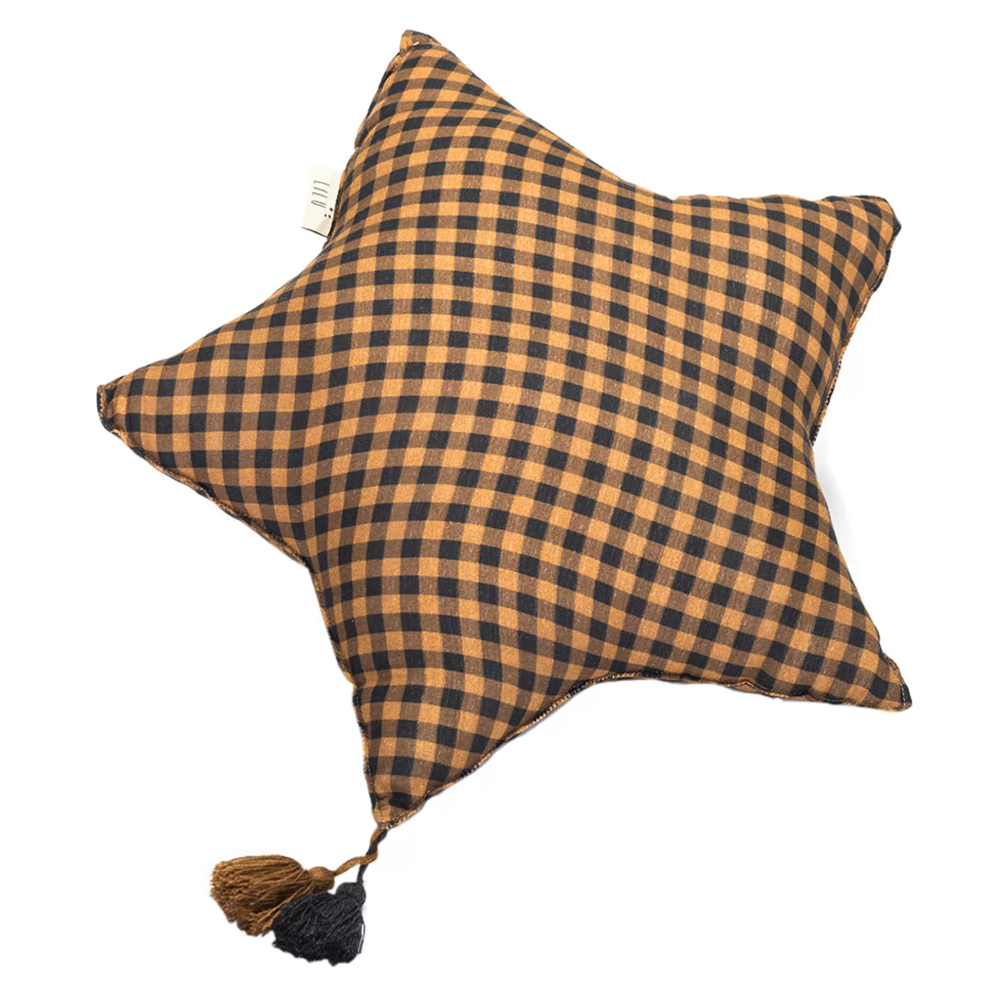 Lilu Bedding & Decor-Muslin Star Pillow Small - Honey Checkered