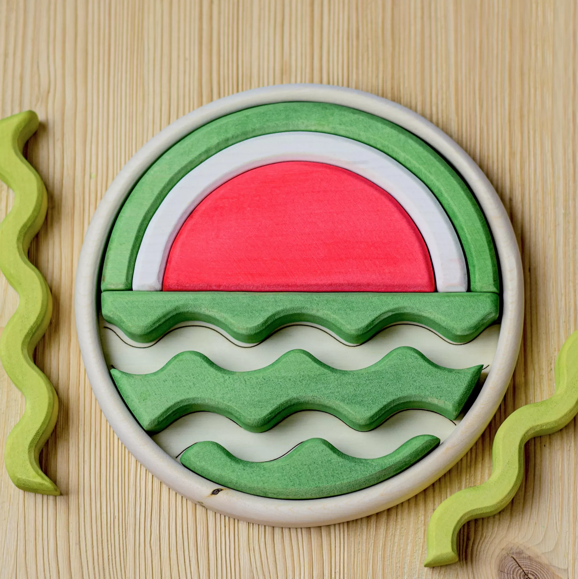 Bumbu Toys Puzzles-Round Puzzle - Watermelon