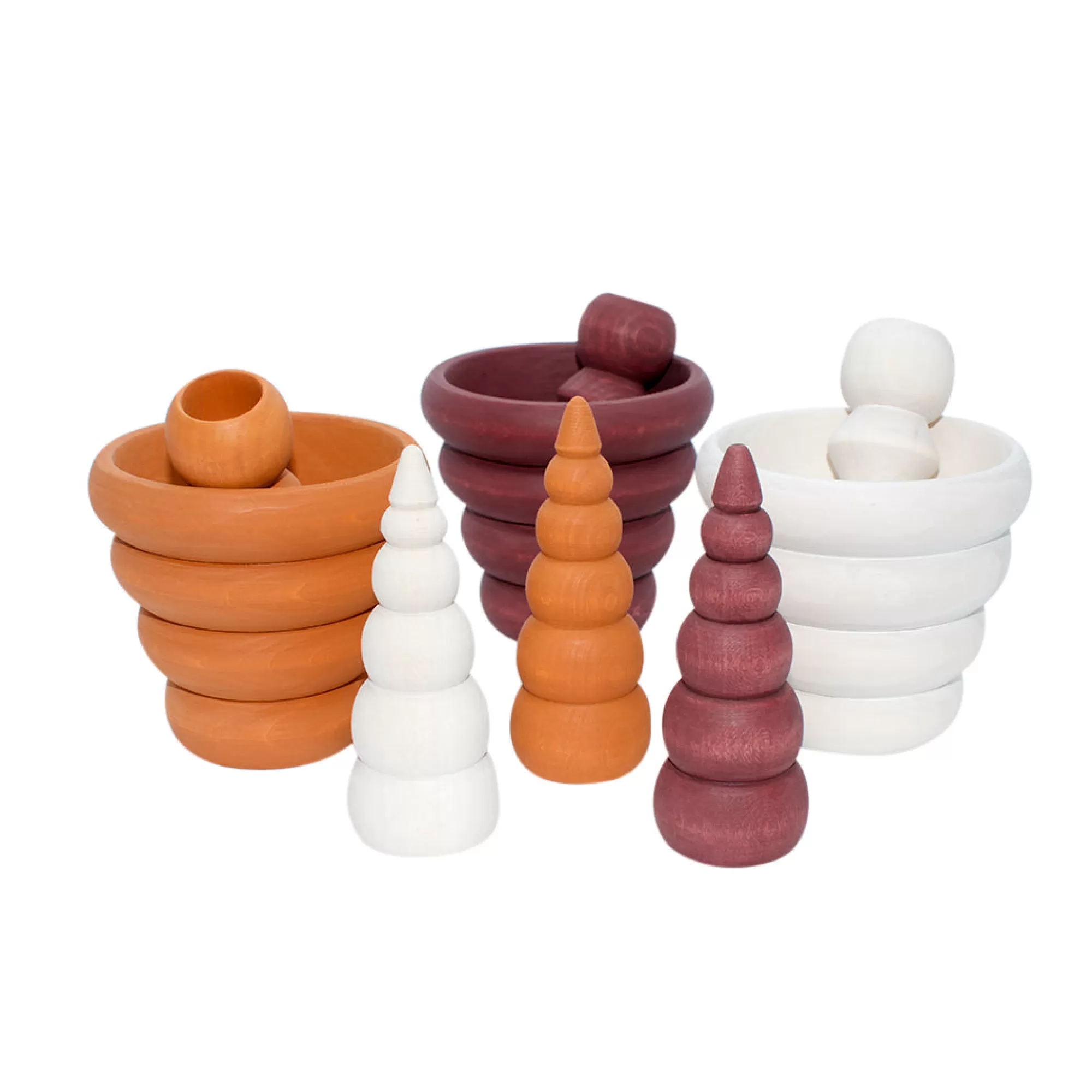 Vera The Neva Montessori Toys-Set Of Wooden Sorting Seashells & Bowls - Sunset
