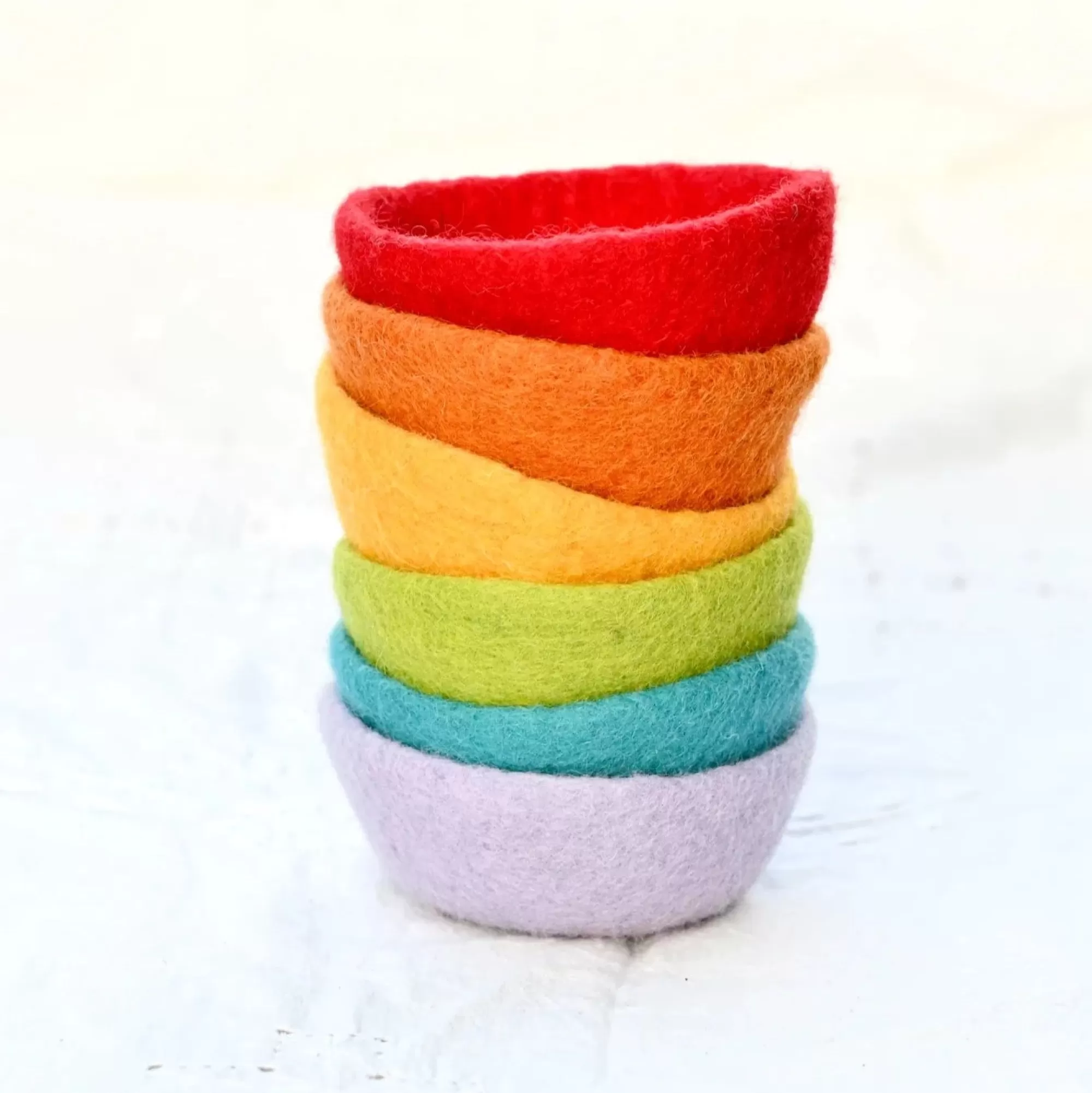 Tara Treasures Pretend Play-Small Felt Colourful Sorting Bowls - Set Of 6