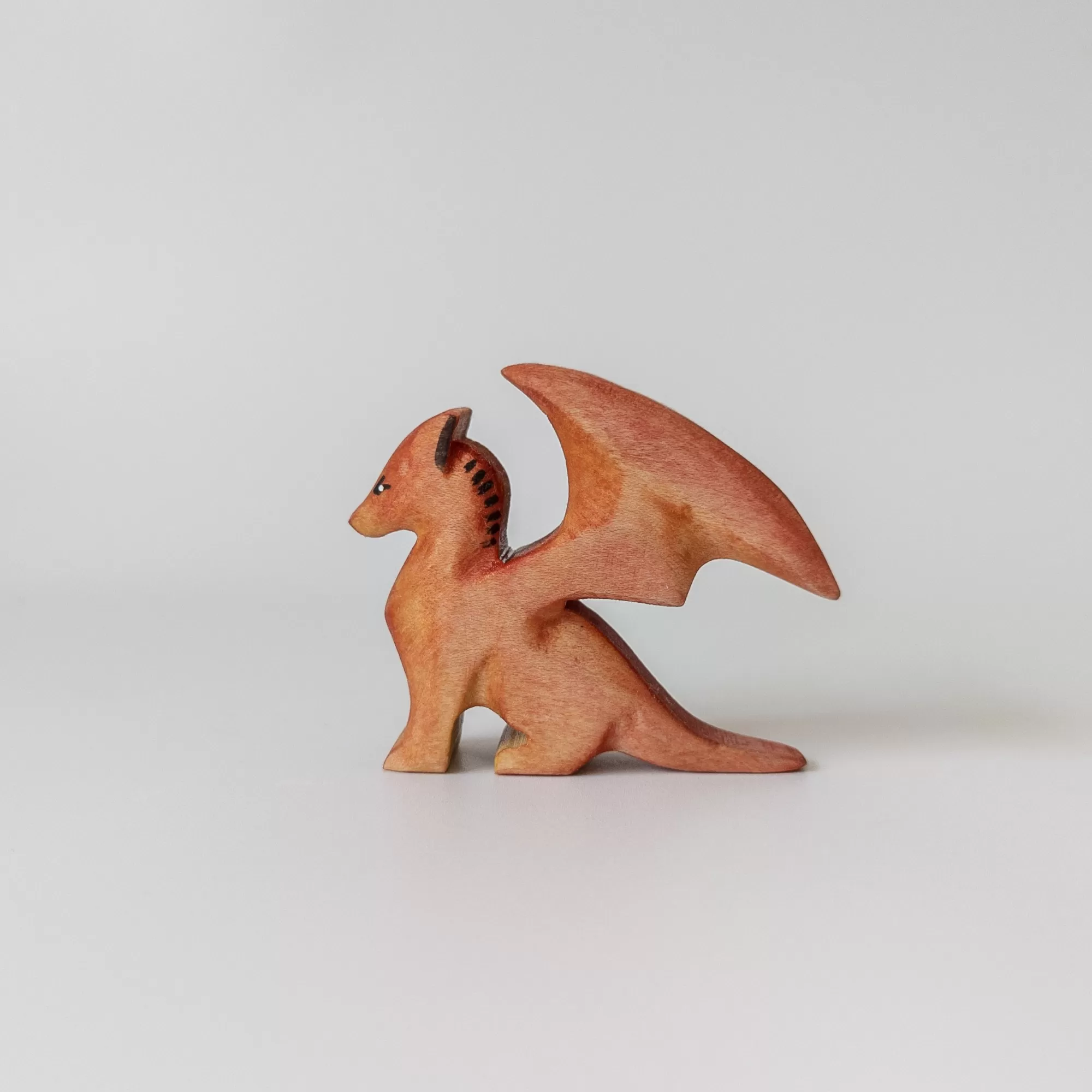 NOM Handcrafted Waldorf Inspired-Small Wooden Dragon - Red