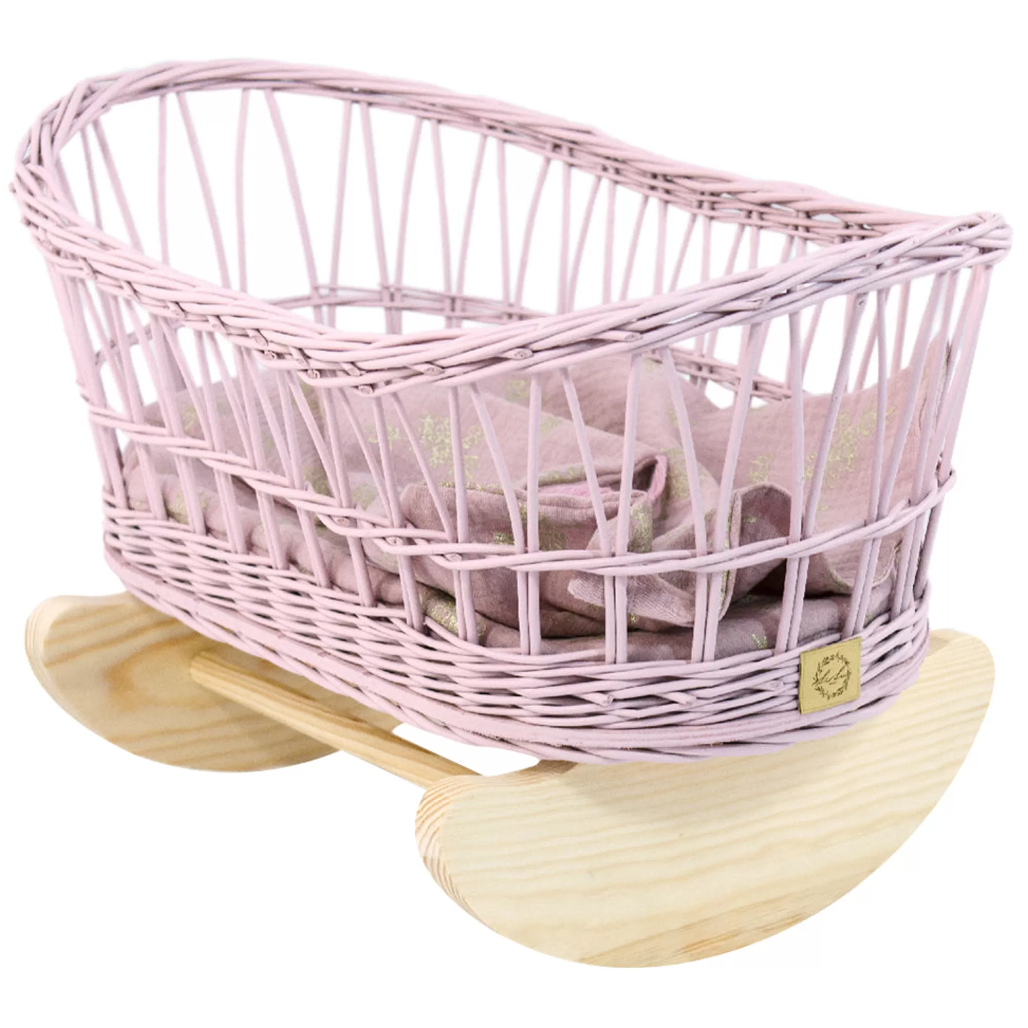 Lilu Doll Accessories-Wicker Doll Cradle - Dusty Pink