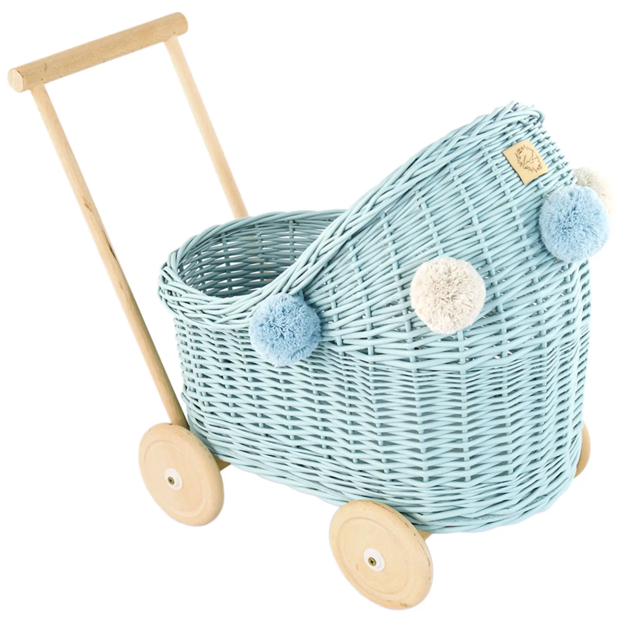 Lilu Doll Accessories-Wicker Dolls Pram - Dirty Mint