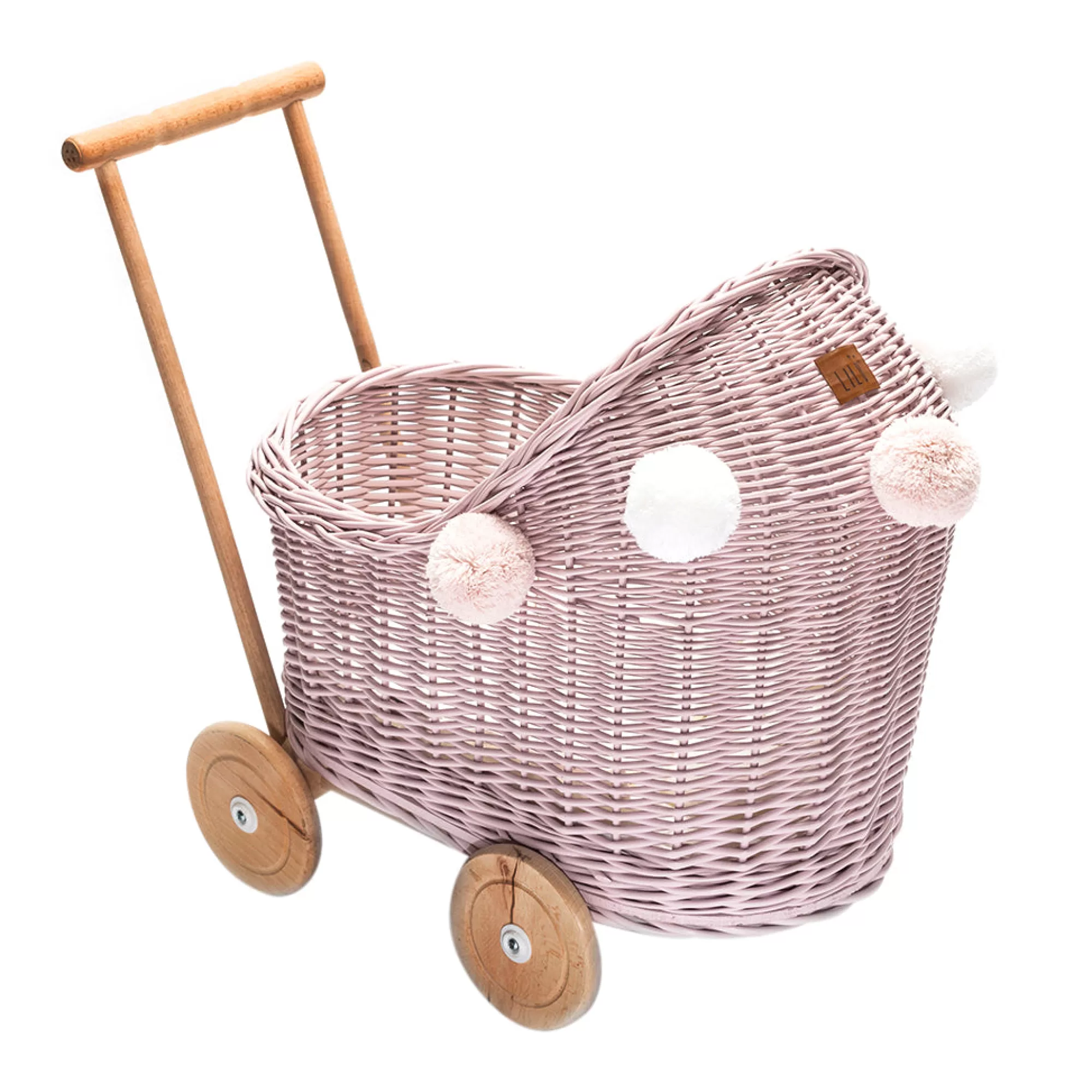 Lilu Doll Accessories-Wicker Dolls Pram - Dusty Pink