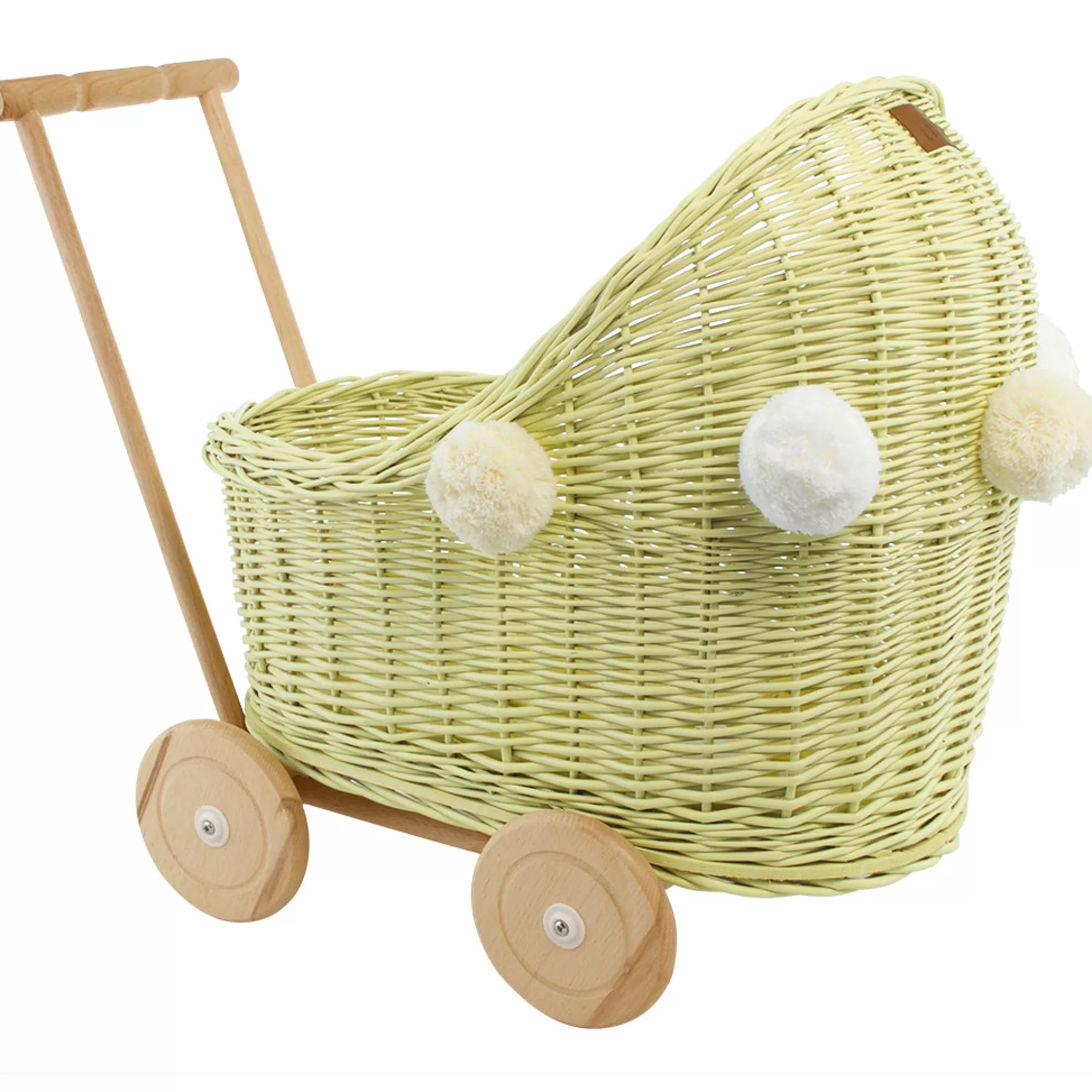 Lilu Doll Accessories-Wicker Dolls Pram - Lemon