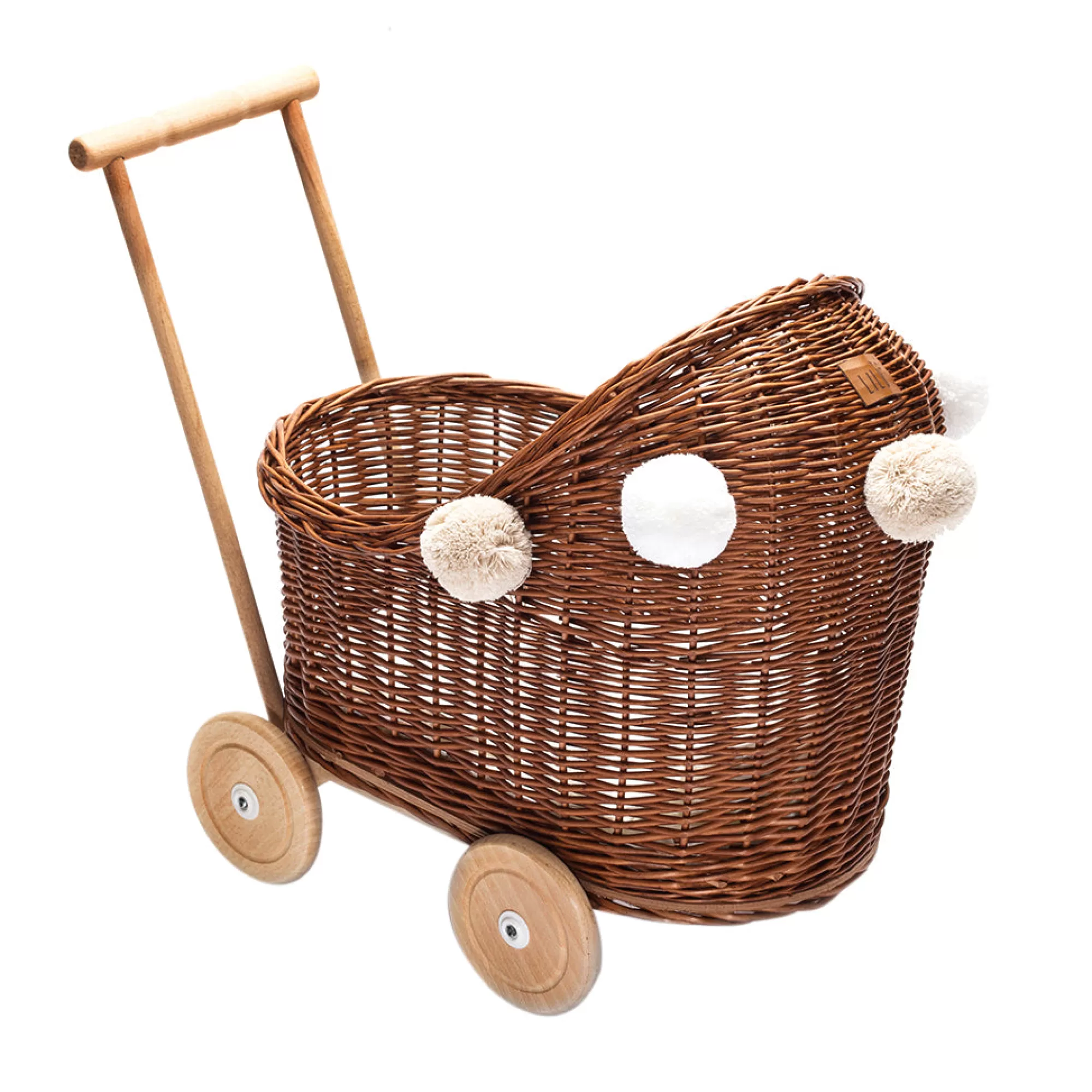 Lilu Doll Accessories-Wicker Dolls Pram - Natural