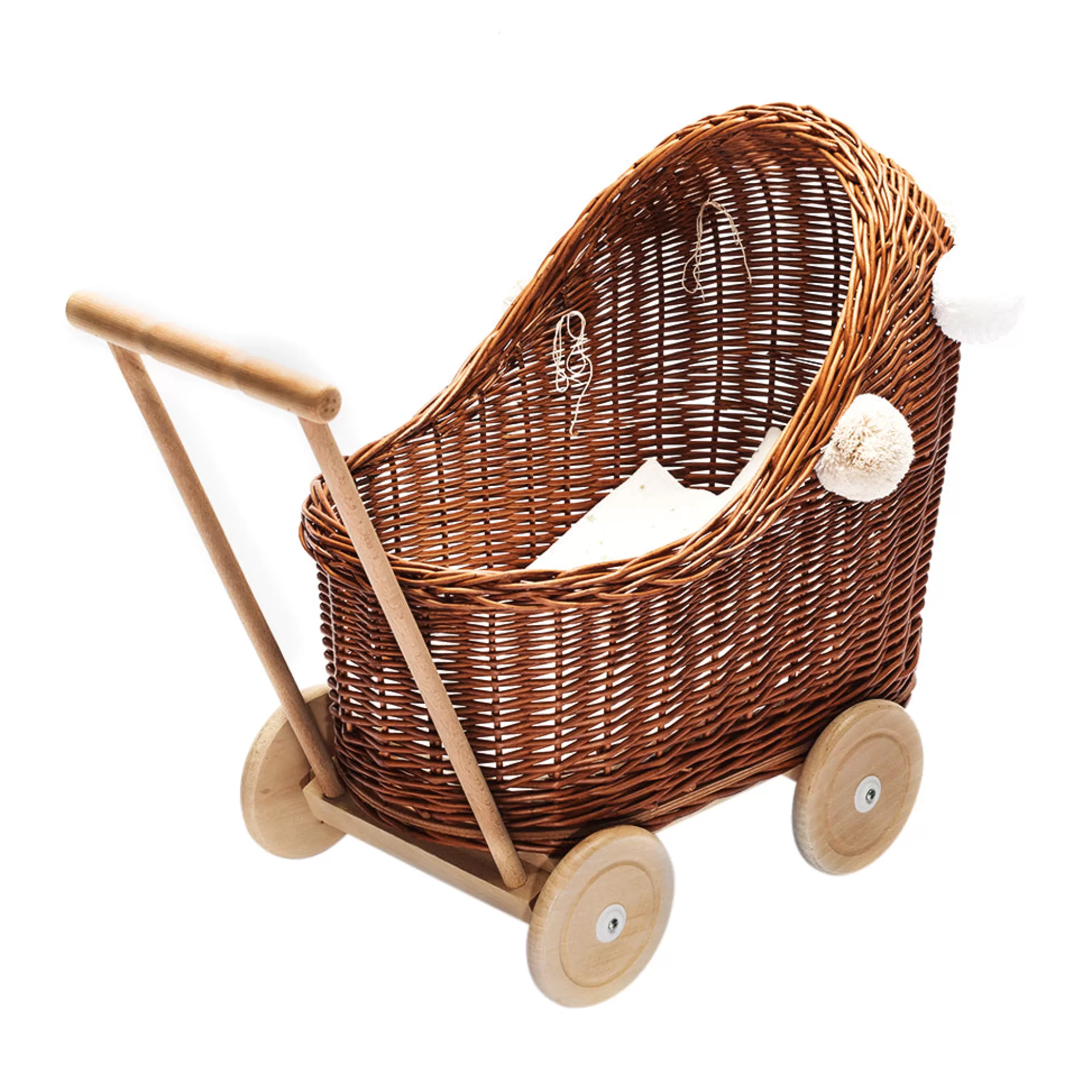 Lilu Doll Accessories-Wicker Dolls Pram - Natural