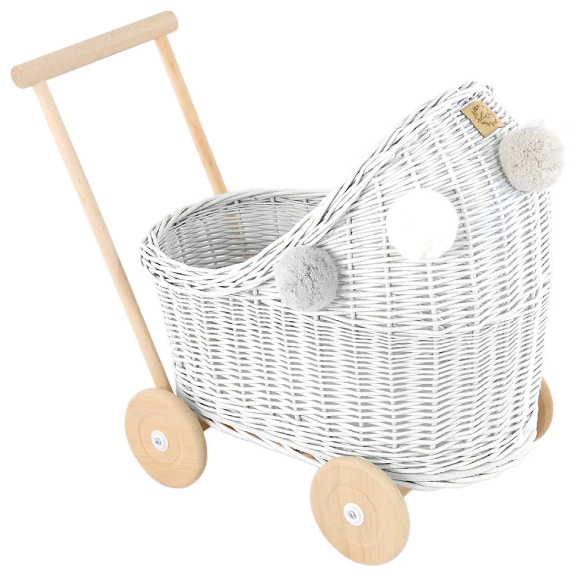 Lilu Doll Accessories-Wicker Dolls Pram - White