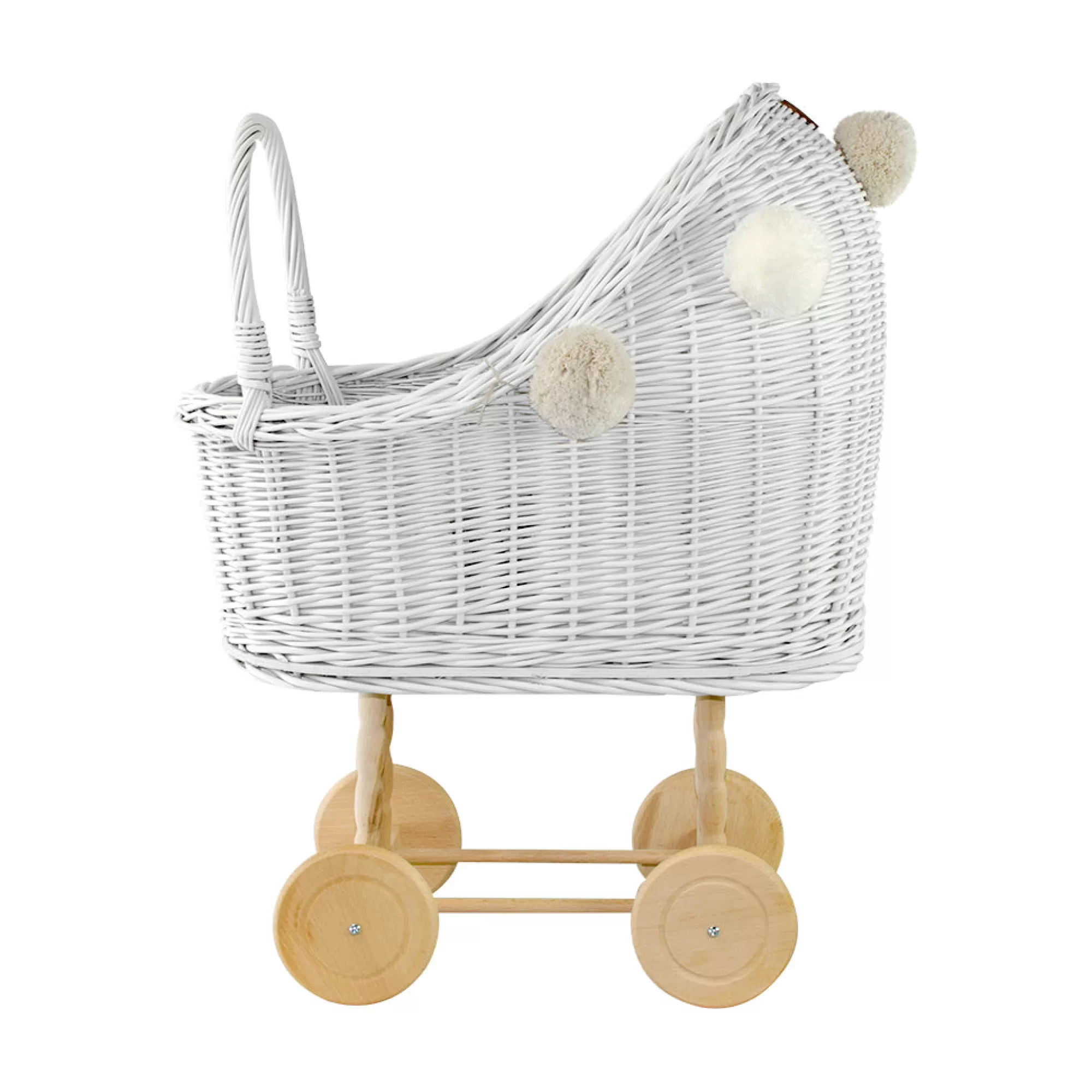 Lilu Doll Accessories-Wicker Dolls Pram High - White