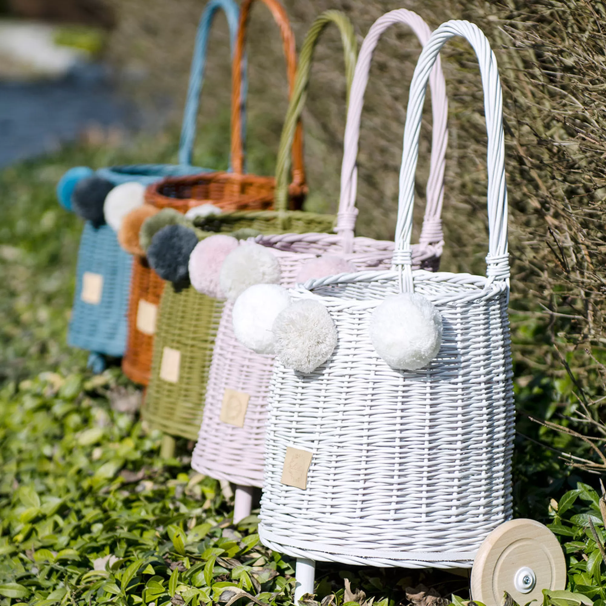 Lilu Large Toys-Wicker Market Buggy - Khaki