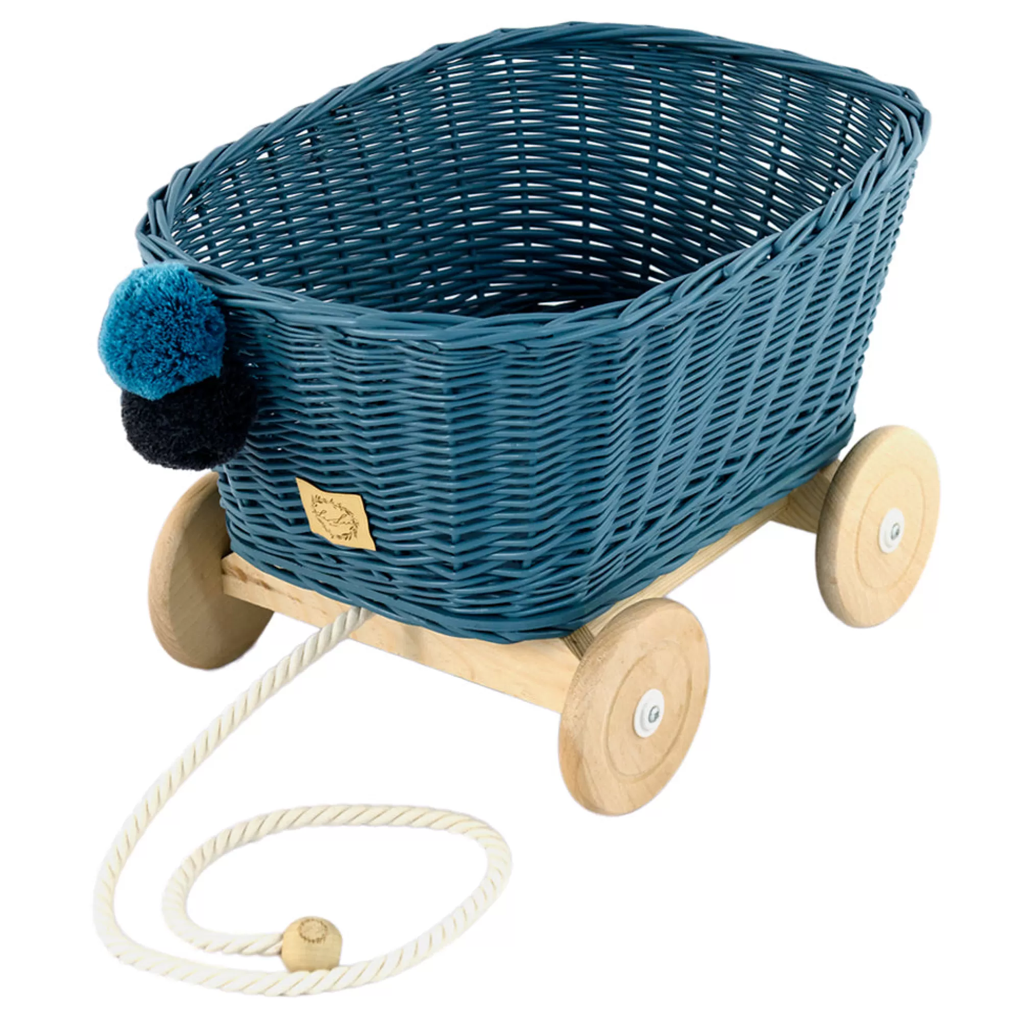 Lilu Doll Accessories-Wicker Pull Cart - Blue