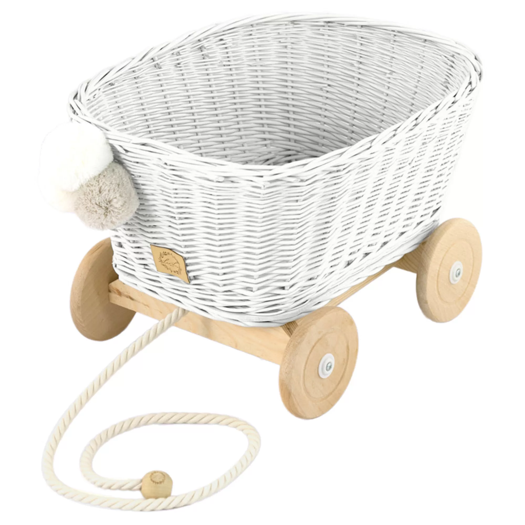 Lilu Doll Accessories-Wicker Pull Cart - White