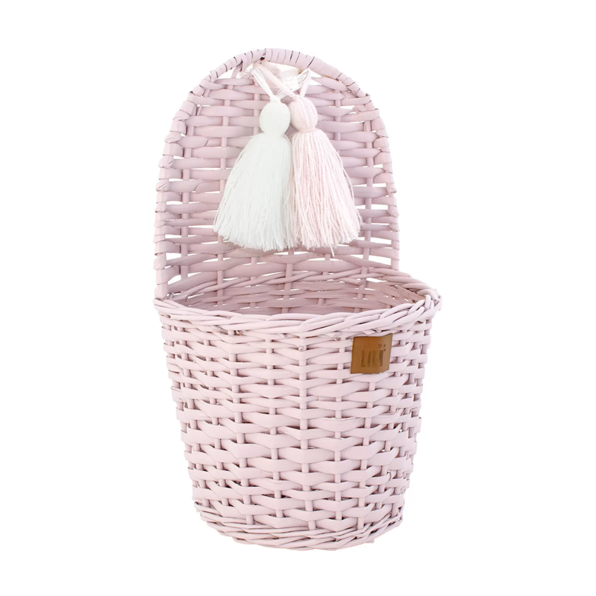 Lilu Bedding & Decor-Wicker Wall Basket - Dusty Pink