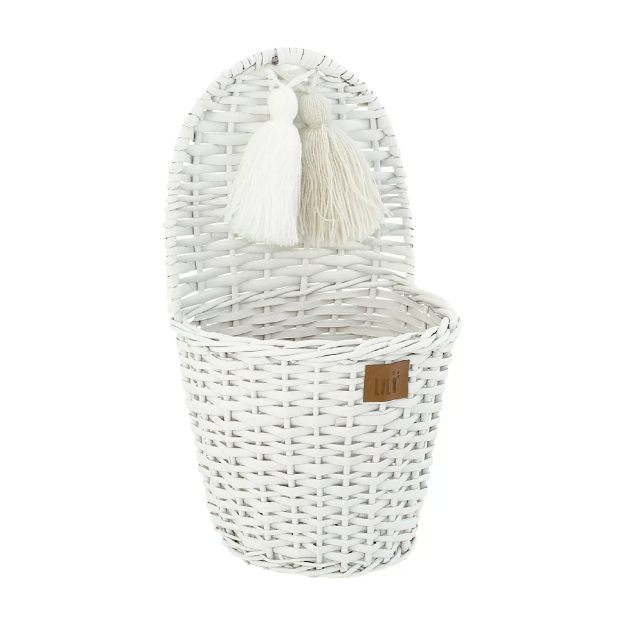 Lilu Bedding & Decor-Wicker Wall Basket - White