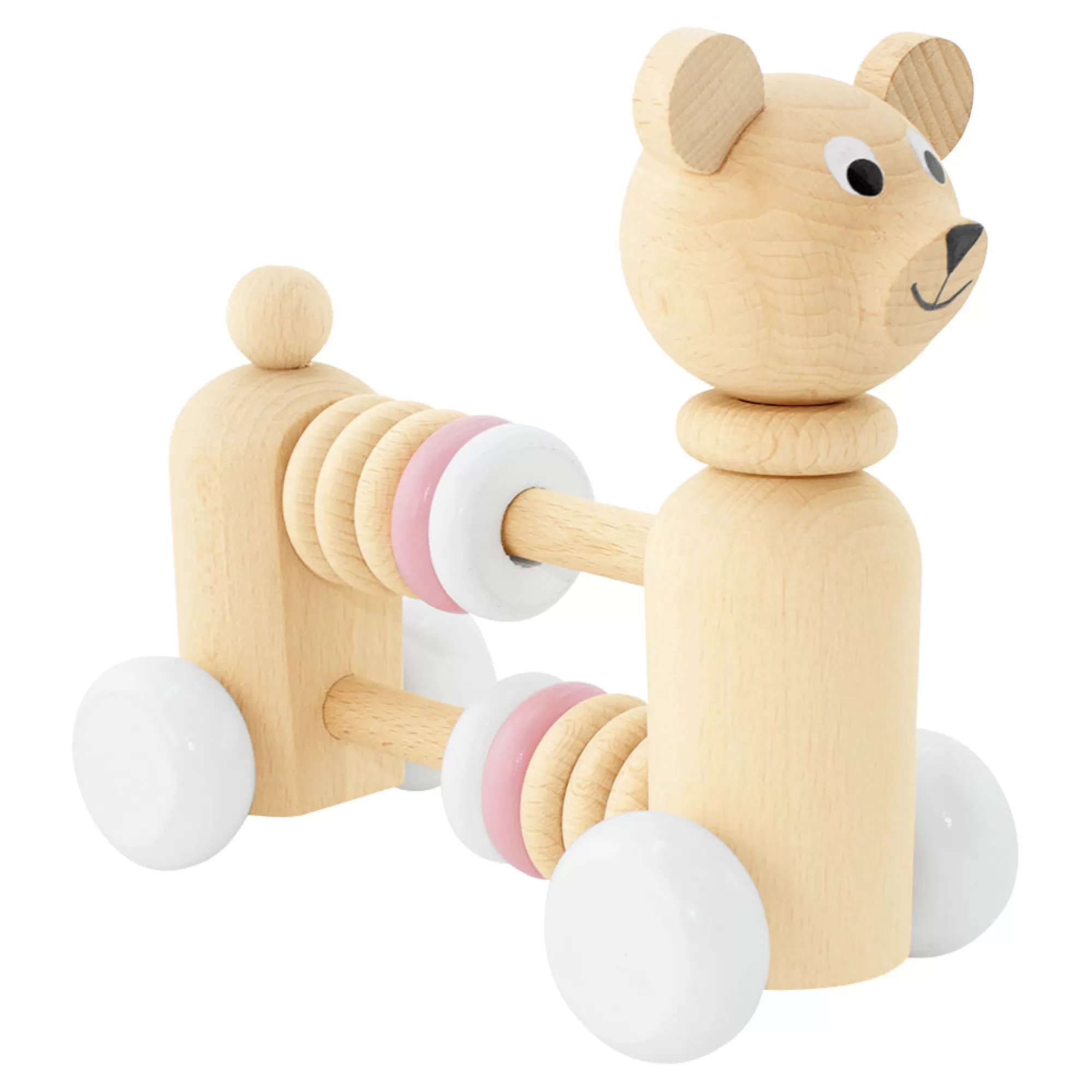 Miva Vacov Push & Pull Along-Wooden Bear With Beads - Nala