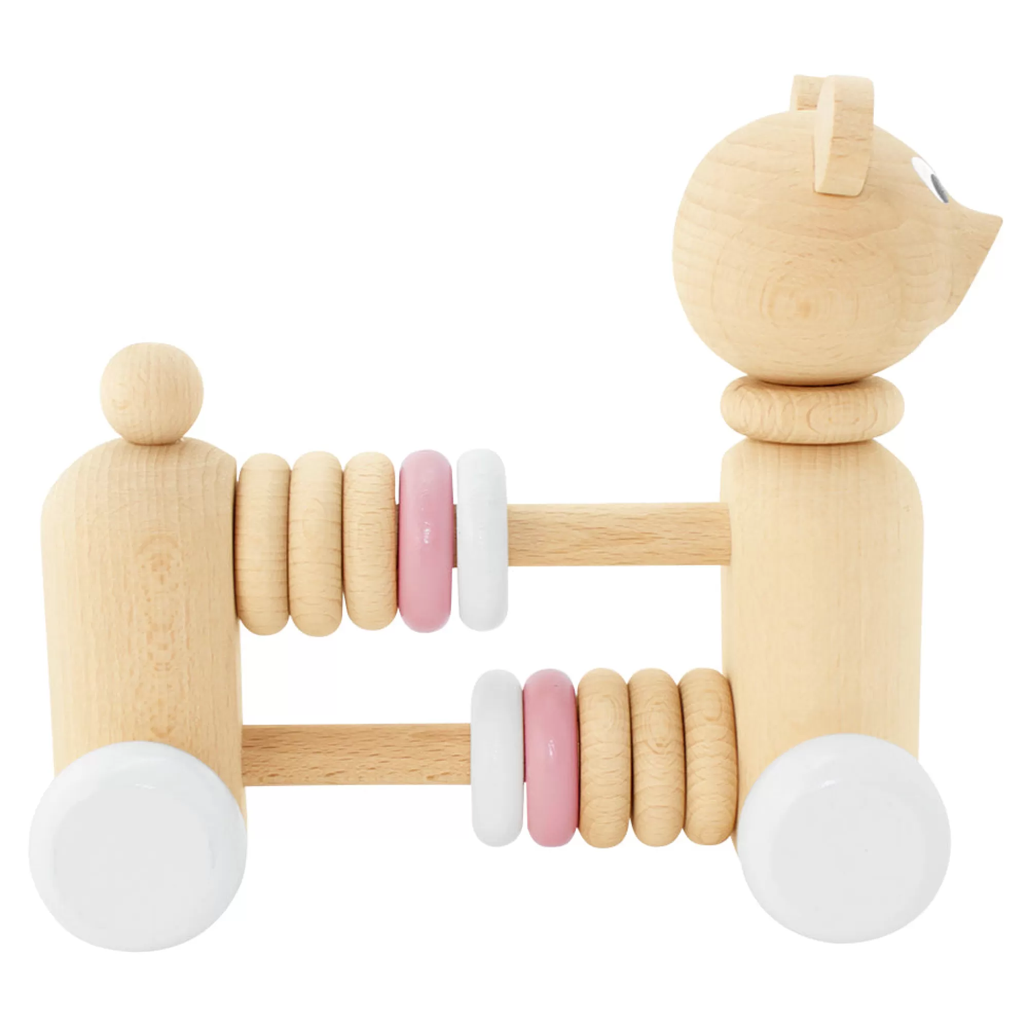 Miva Vacov Push & Pull Along-Wooden Bear With Beads - Nala