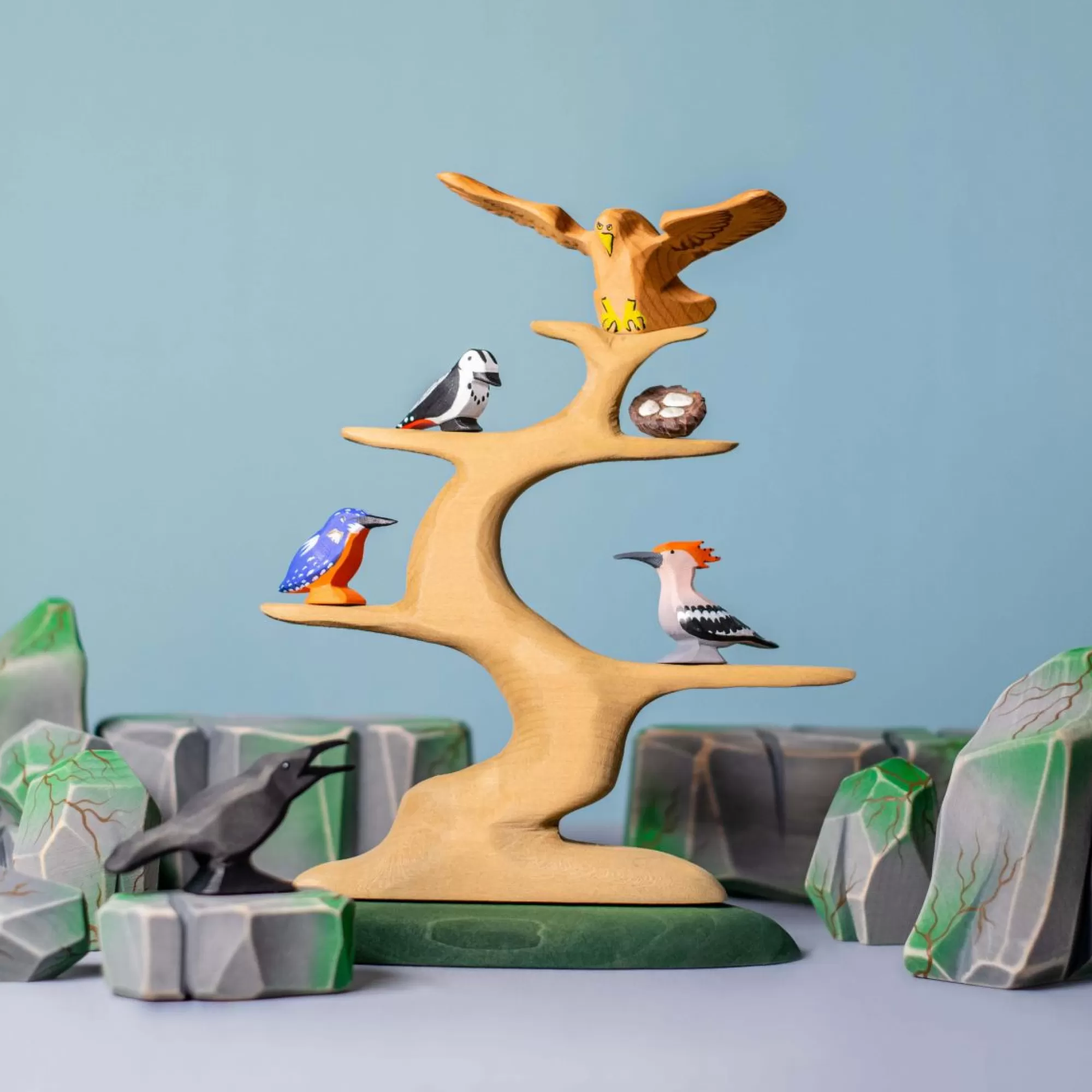 Bumbu Toys Waldorf Inspired-Wooden Bird Tree