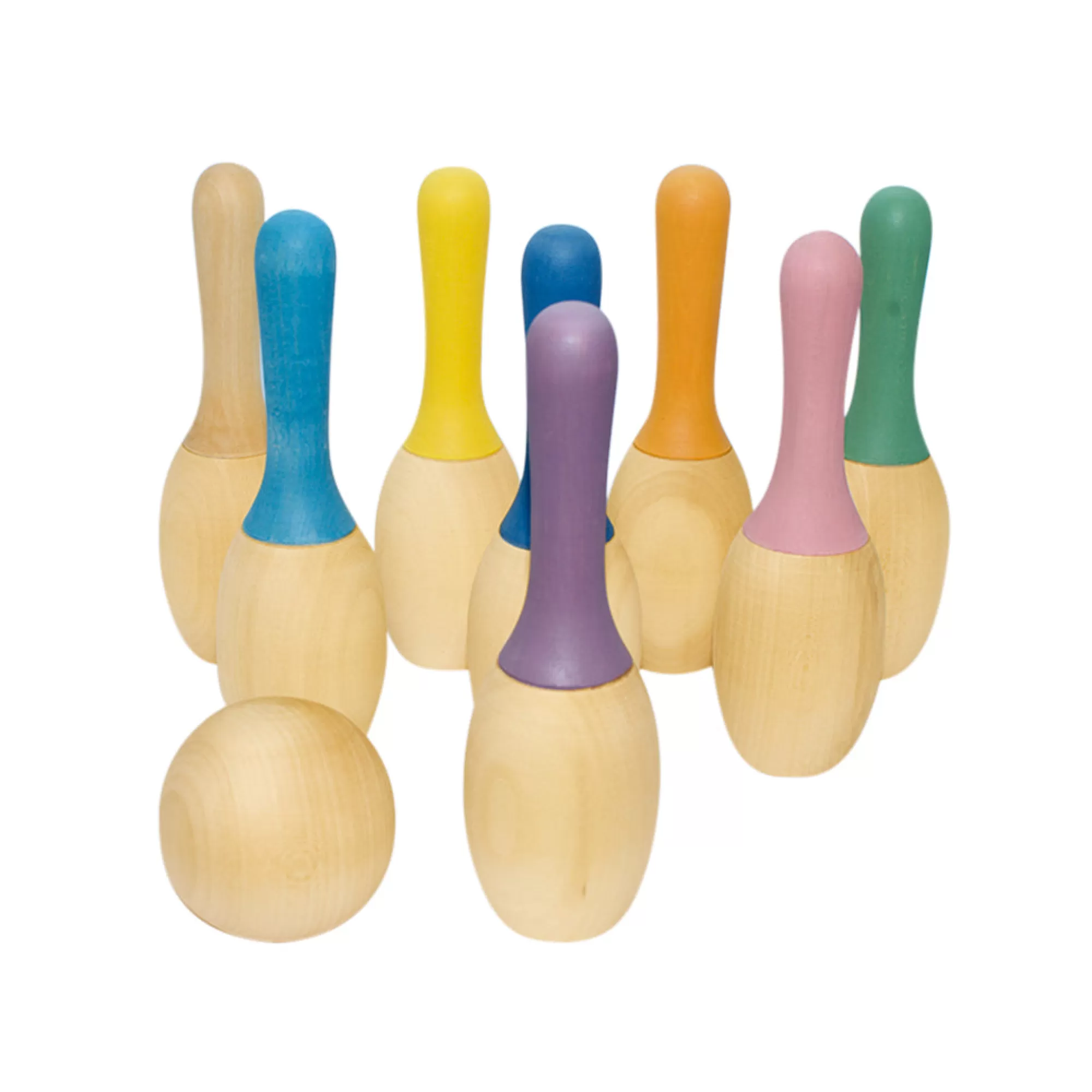 Wooden Educational Toy Games-Wooden Bowling Game - Pastel