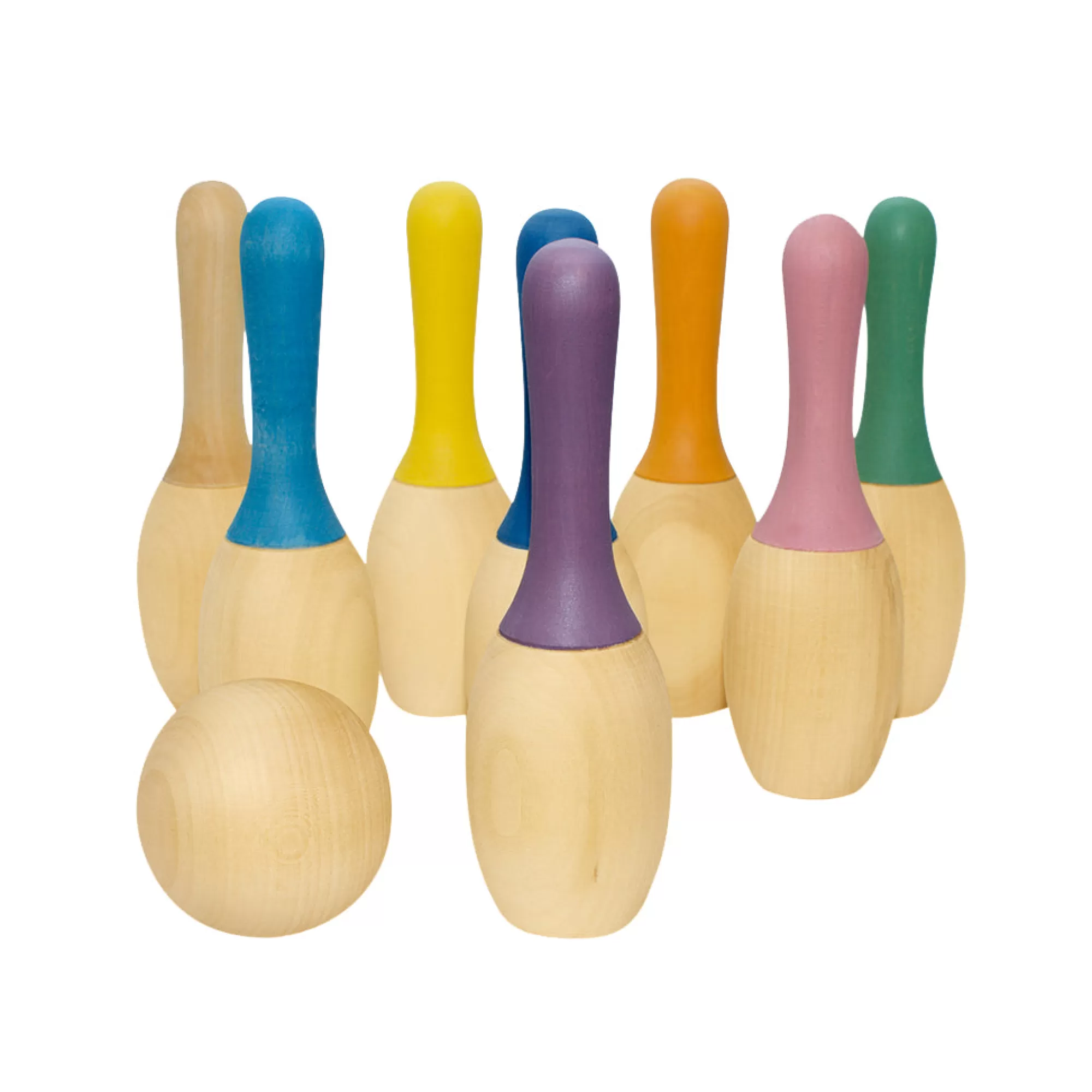 Wooden Educational Toy Games-Wooden Bowling Game - Pastel