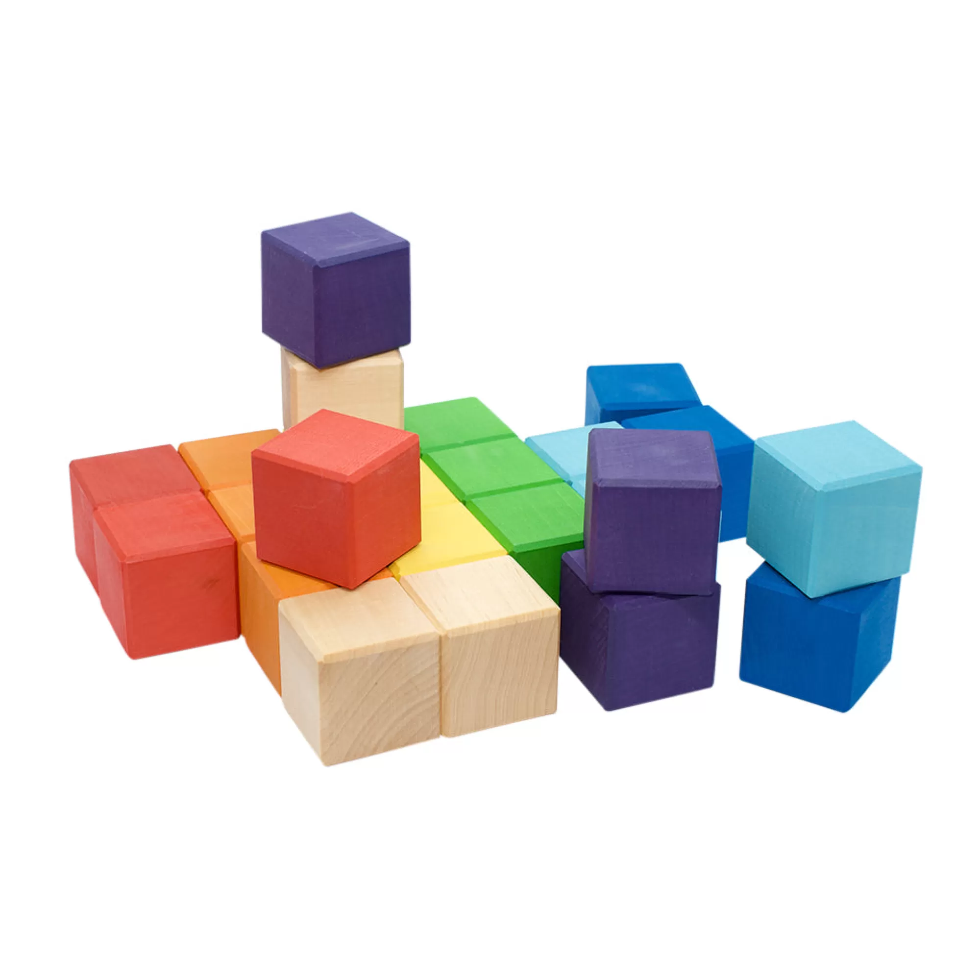 Wooden Educational Toy Building Blocks-Wooden Building Blocks - Rainbow