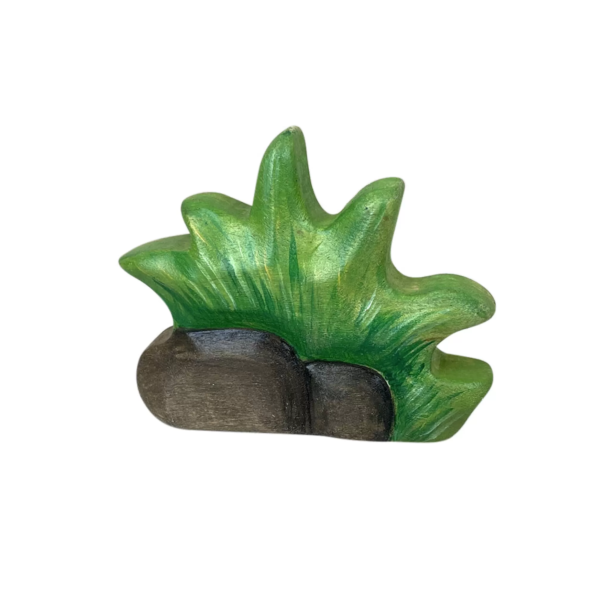 Green Taiga Wooden Trees-Wooden Bush With Rock