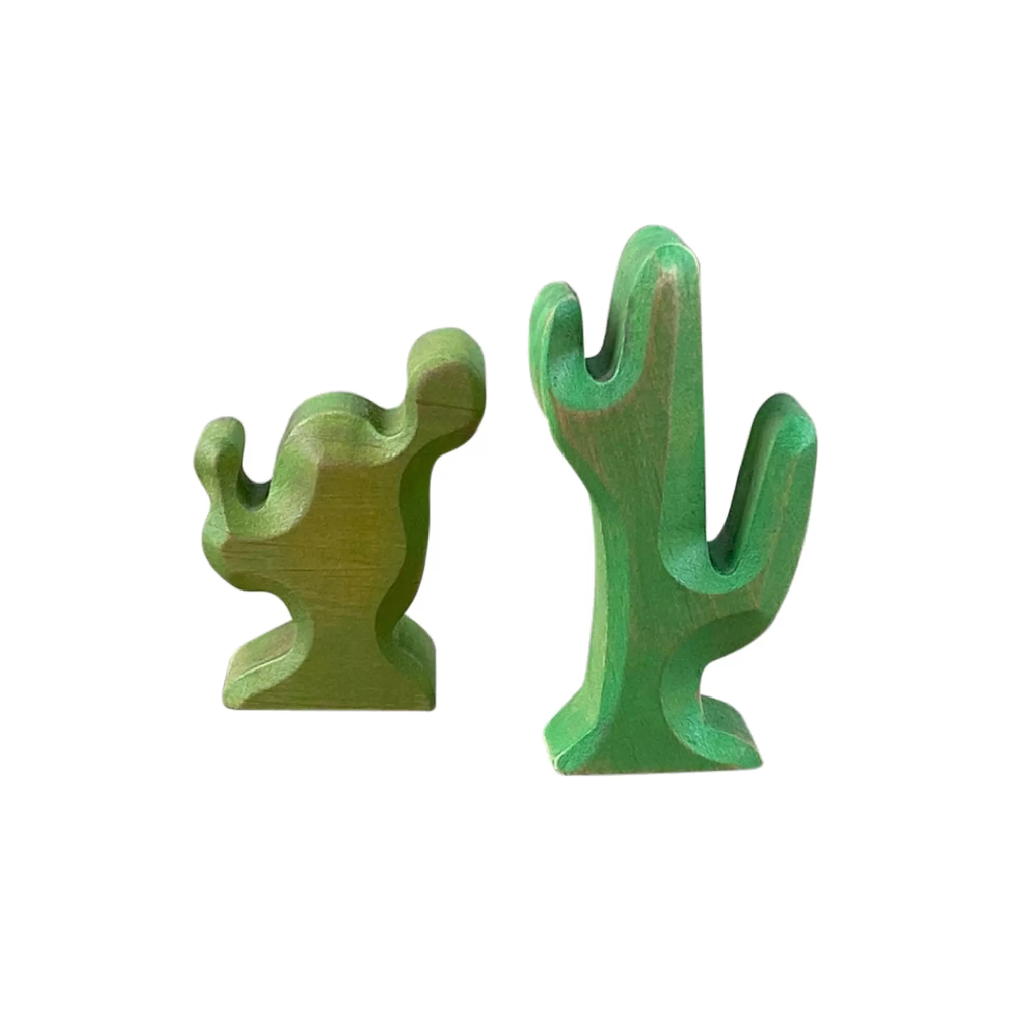 Green Taiga Wooden Trees-Wooden Cactus Set - 2 Pieces